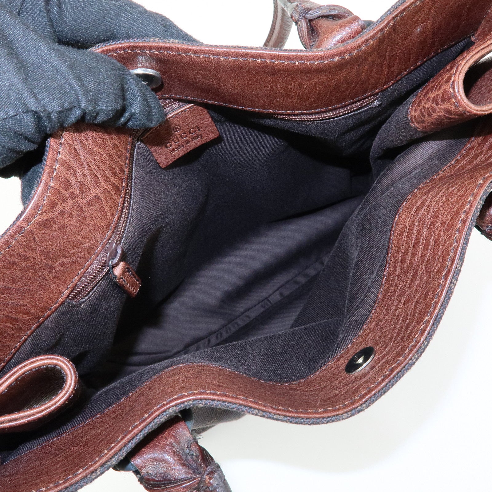 GUCCI Horsebit GG Canvas Leather Tote Bag Hand Bag Brown 101971