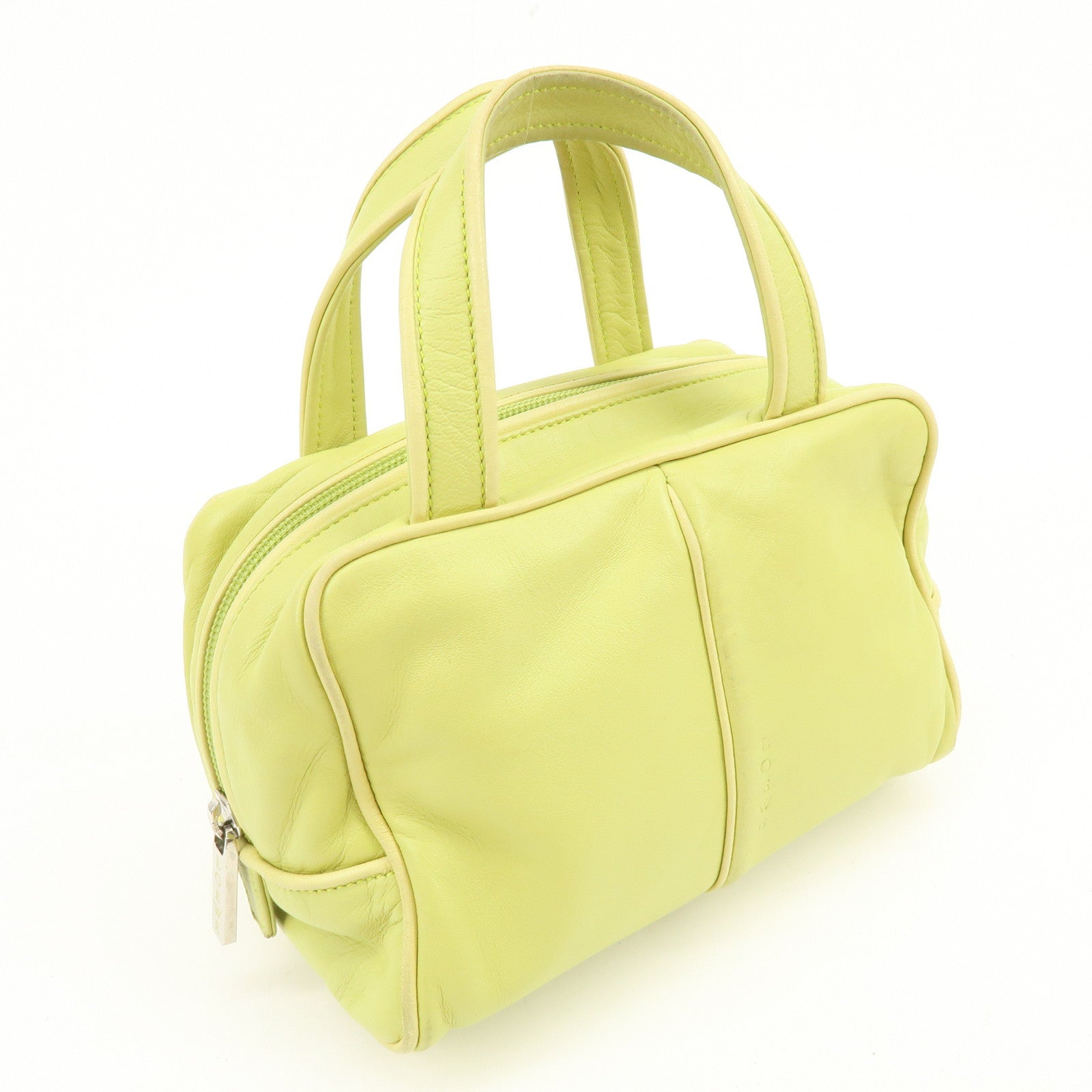 LOEWE Logo Nappa Leather Mini Hand Bag Boston Bag Lime Green
