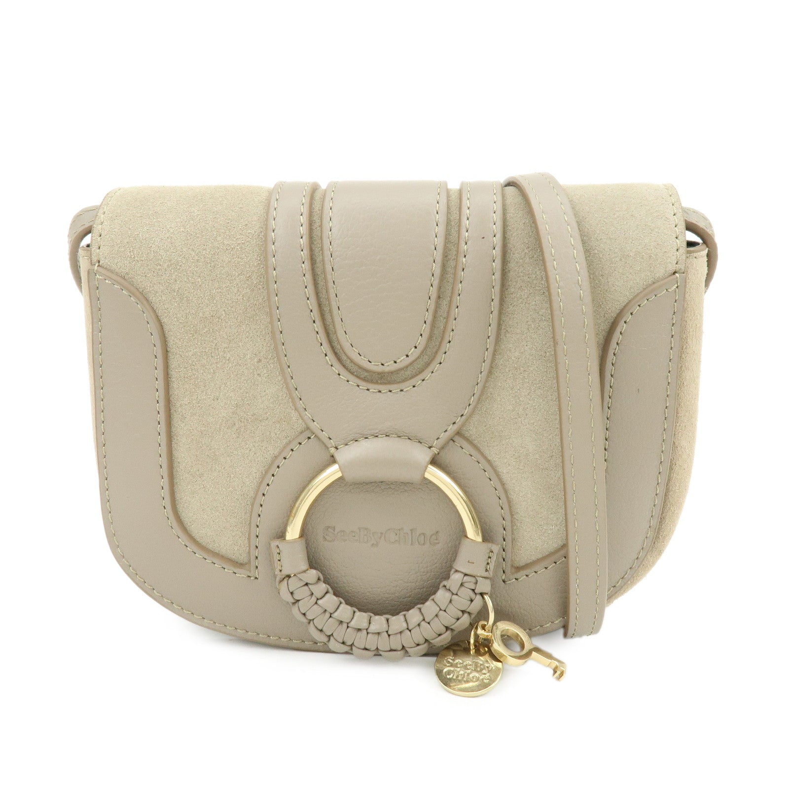 Chloe See By Chloe Hana Suede Leather Shoulder Crossbody Bag Greige