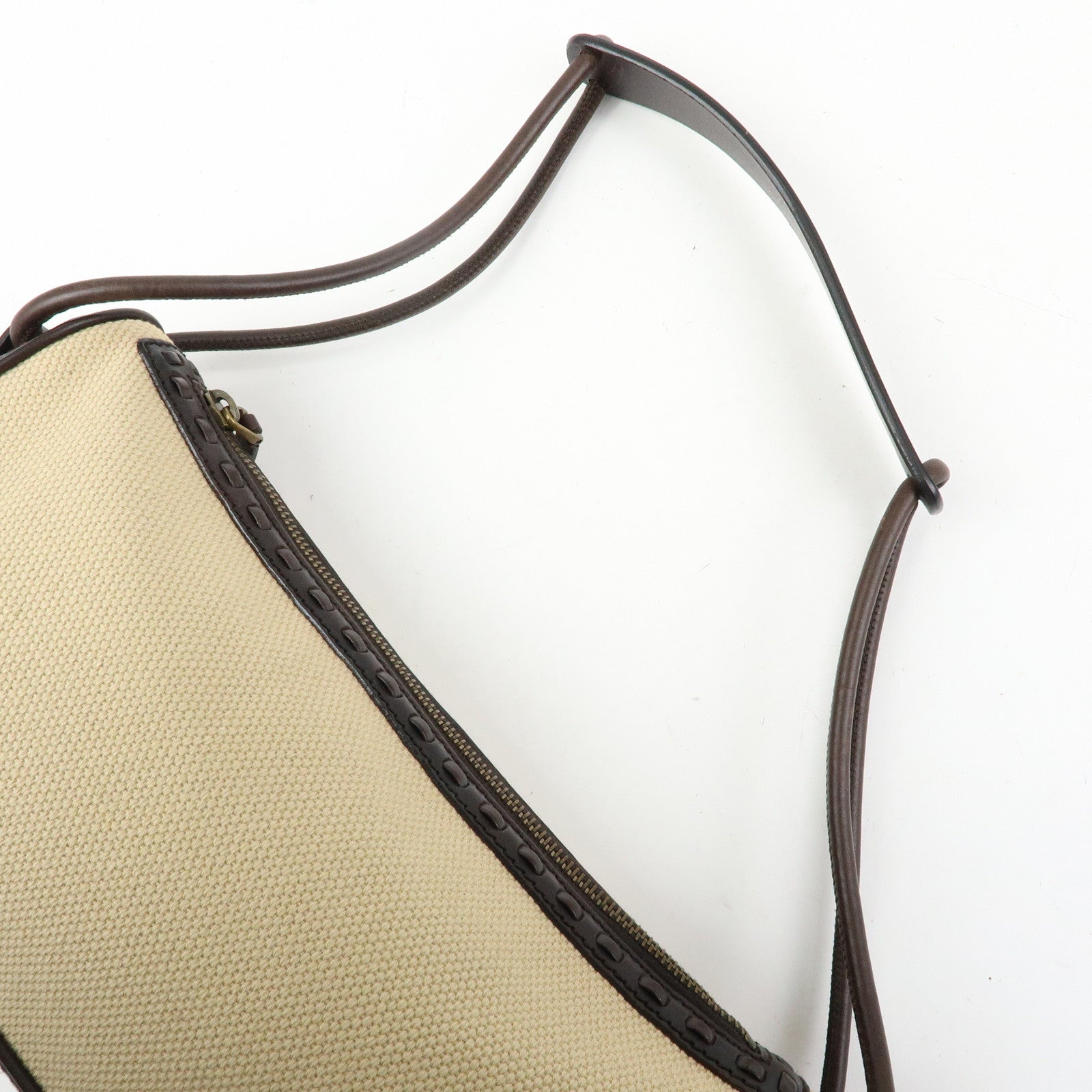 GUCCI Canvas Leather Shoulder Bag Hand Bag Beige Brown 106383