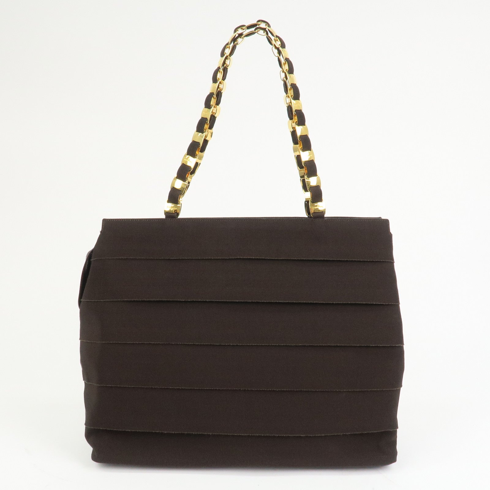 Ferragamo Vara Canvas Leather Shoulder Bag Tote Bag Brown
