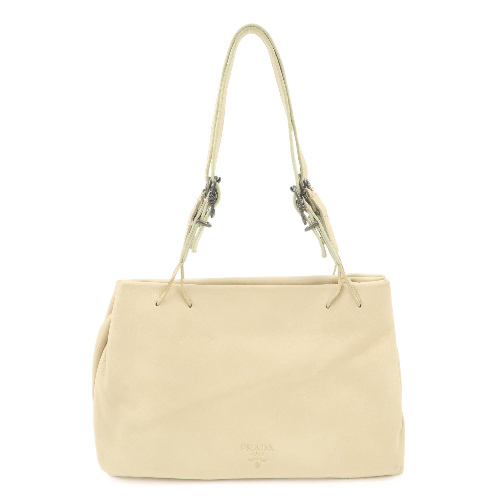 PRADA Nappa Leather Hand Bag Shoulder Bag Ivory
