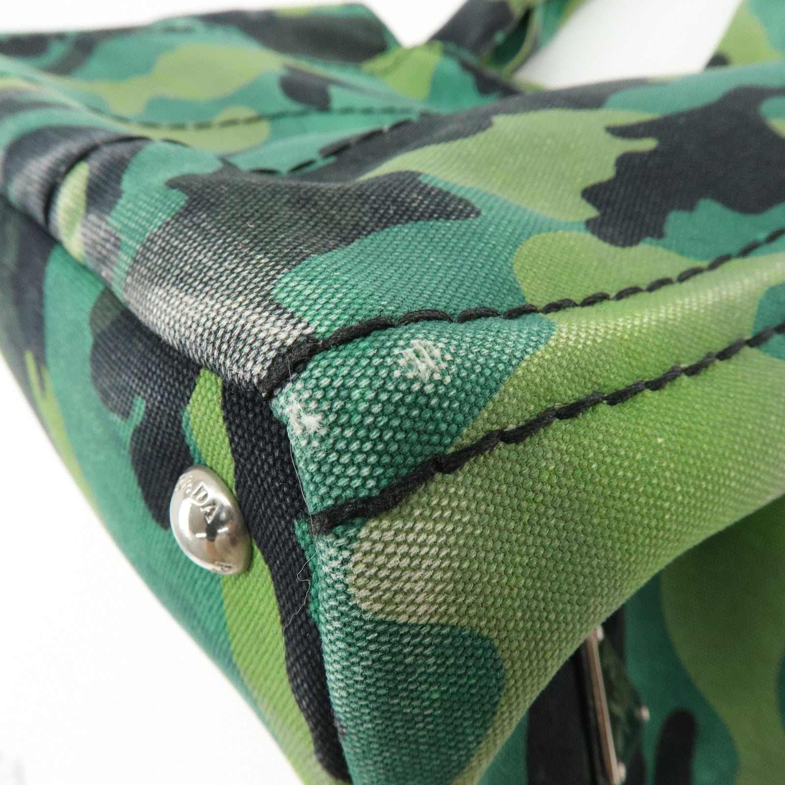 PRADA Canapa Triangle Logo Canvas 2Way Hand Bag Shoulder Bag B2642B