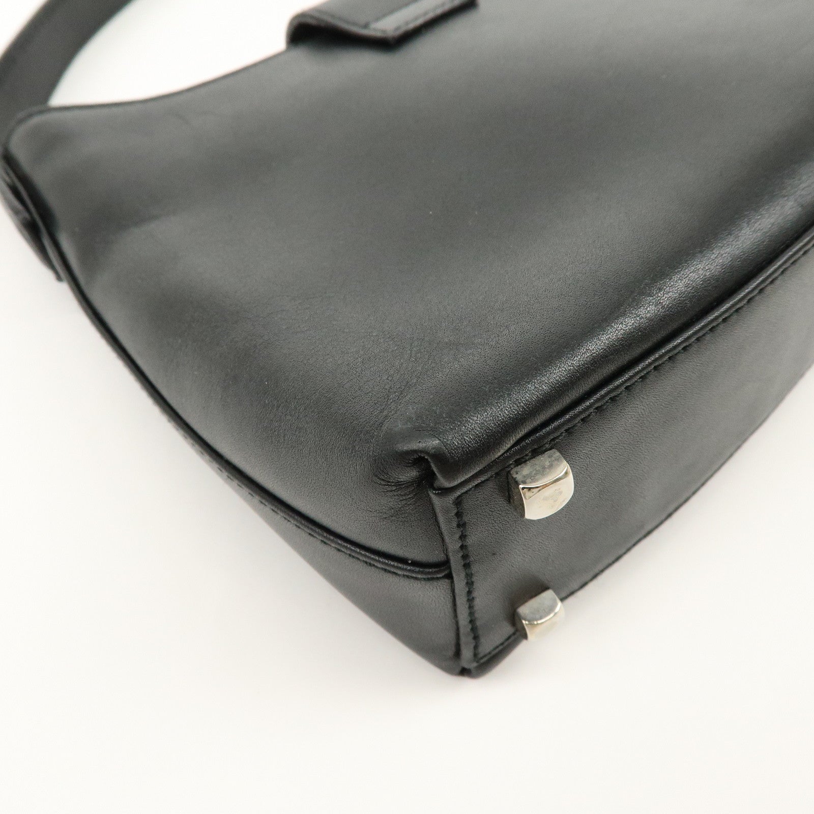 Ferragamo Gancini Leather Hobo Hand Bag Black