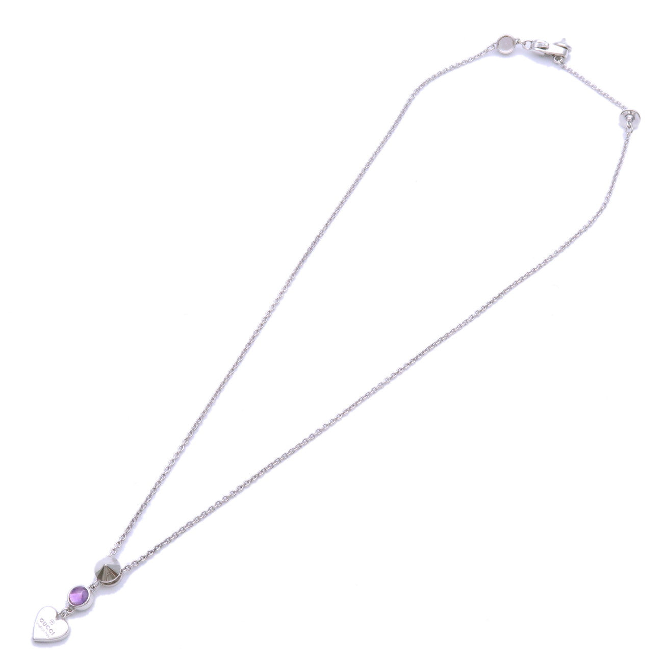 GUCCI Heart Nacklace Amethyst SV925 Silver 325871