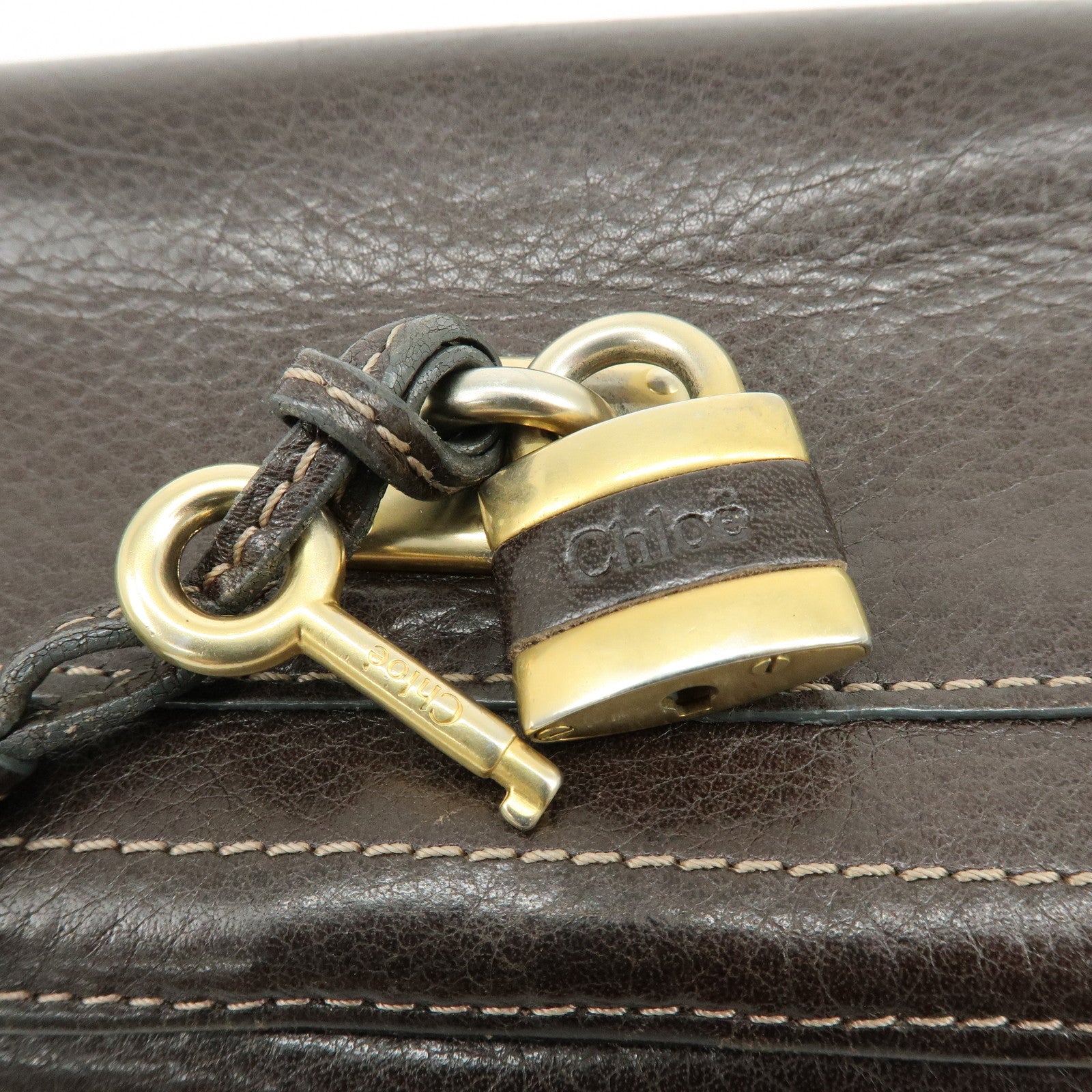 Chloe Paddington Leather Long Flap Wallet Dark Brown