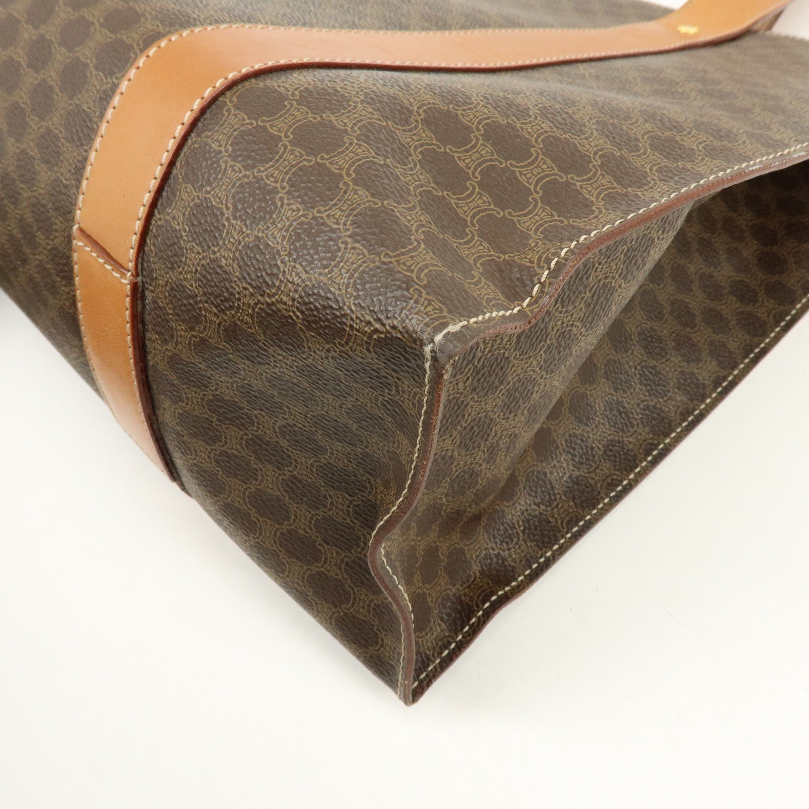 CELINE Macadam PVC Canvas Leather Tote Bag Shoulder Bag Brown