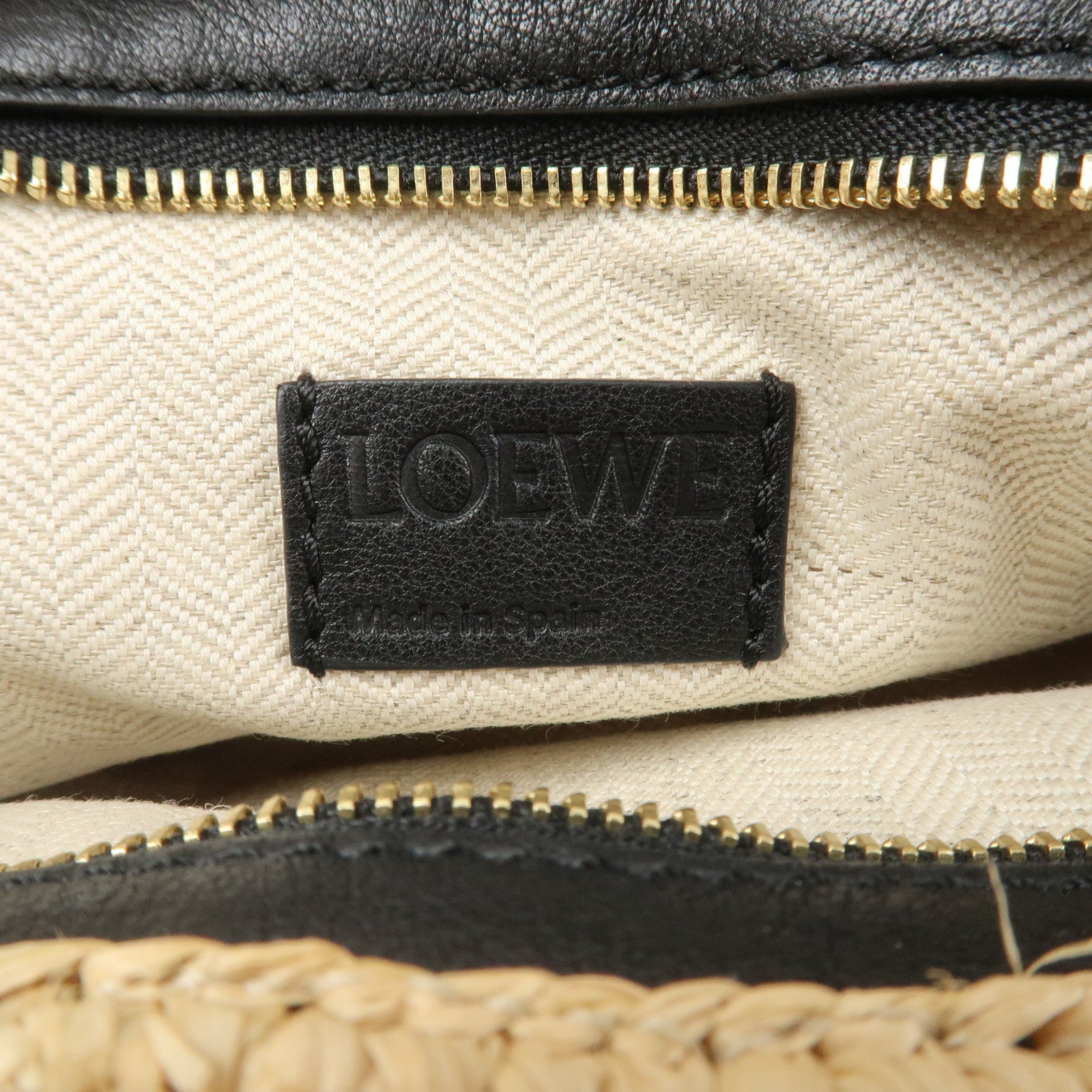 LOEWE Raffia Leather Pochette Bag Shoulder Bag Natural