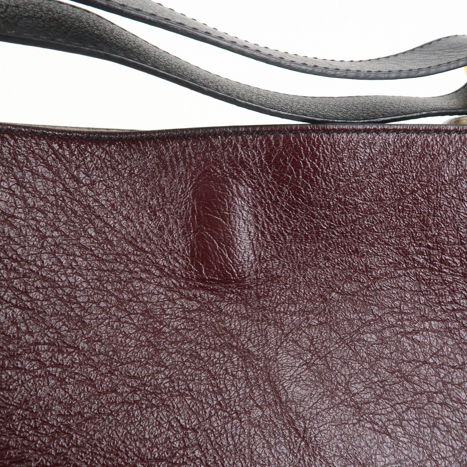 GIVENCHY Suede Leather Hand Bag Shoulder Bag Gray Bordeaux Black