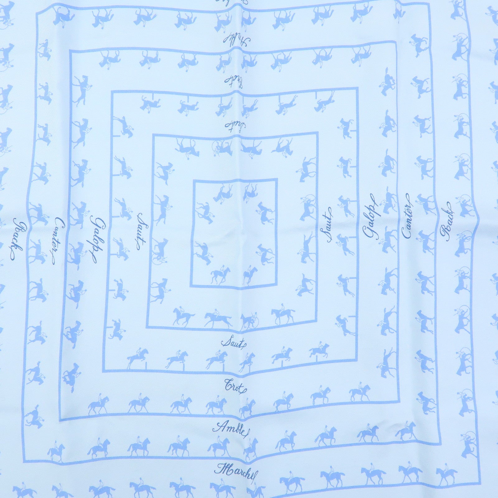 HERMES Petit Carre 42 Set of 2 Silk 100% Scarf Light Blue Black