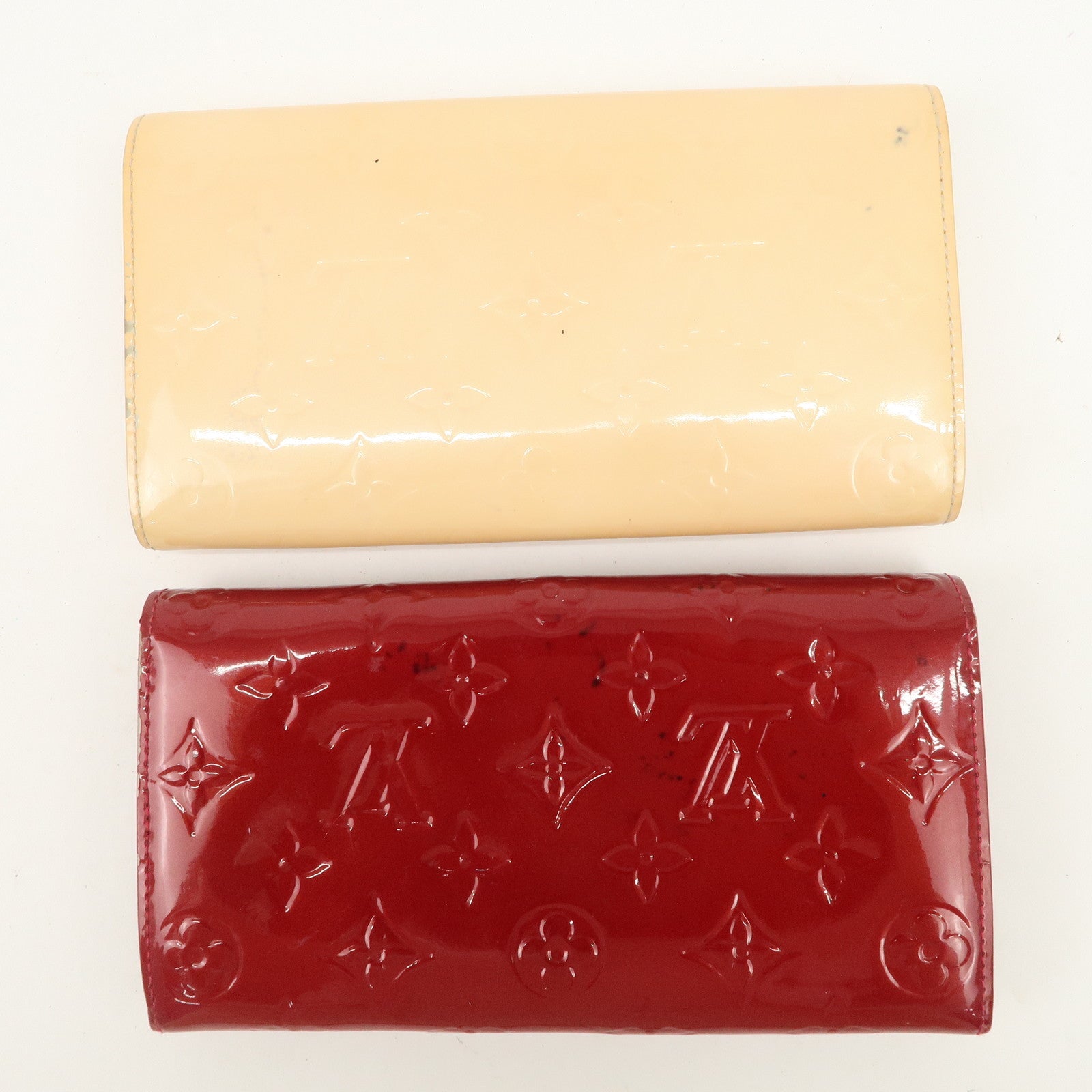 Louis Vuitton Monogram Vernis Set of 2 Long Wallet Red Pink Used