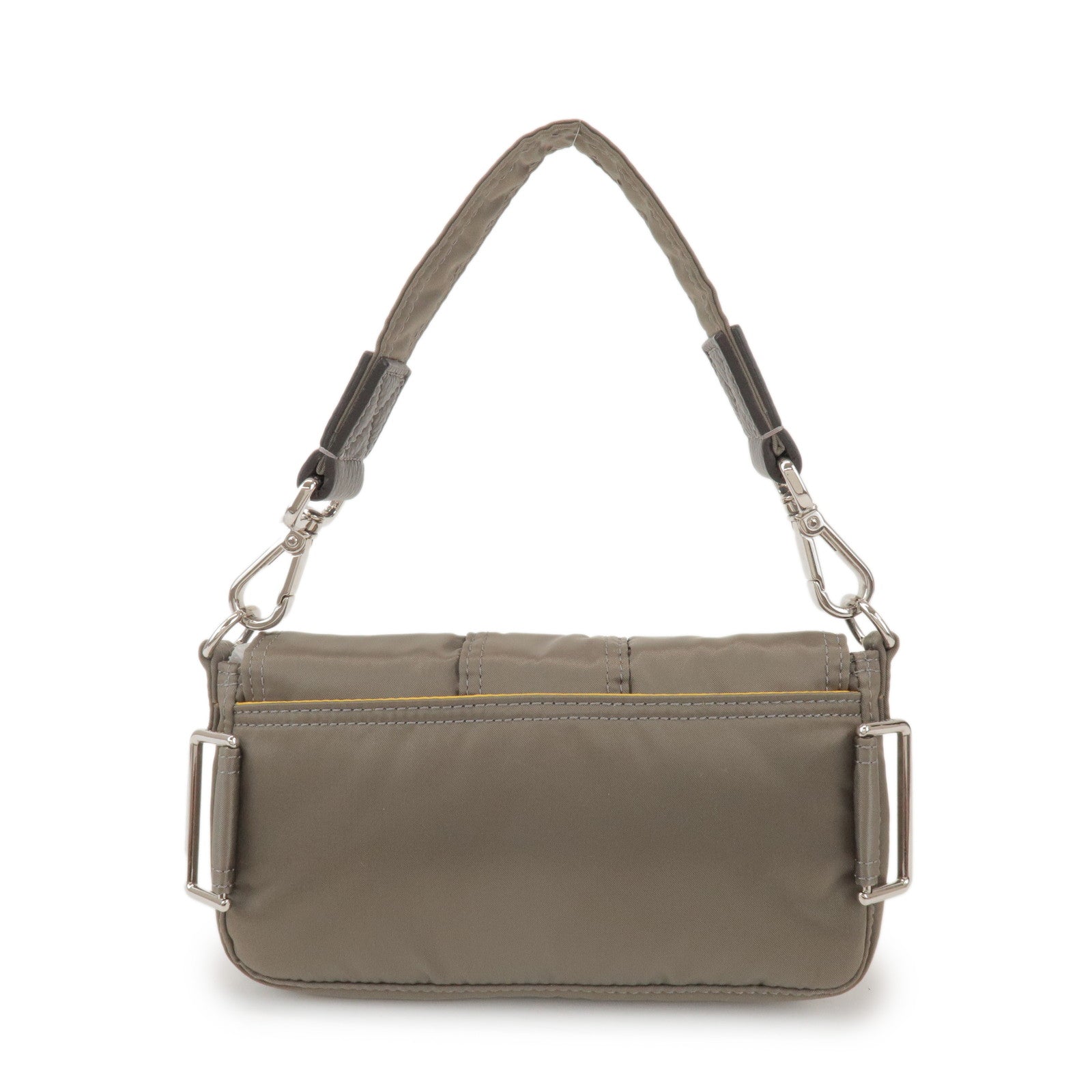 FENDI × PORTER Nylon Leather Baguette Mini 2WAY Bag Grey 7AS138