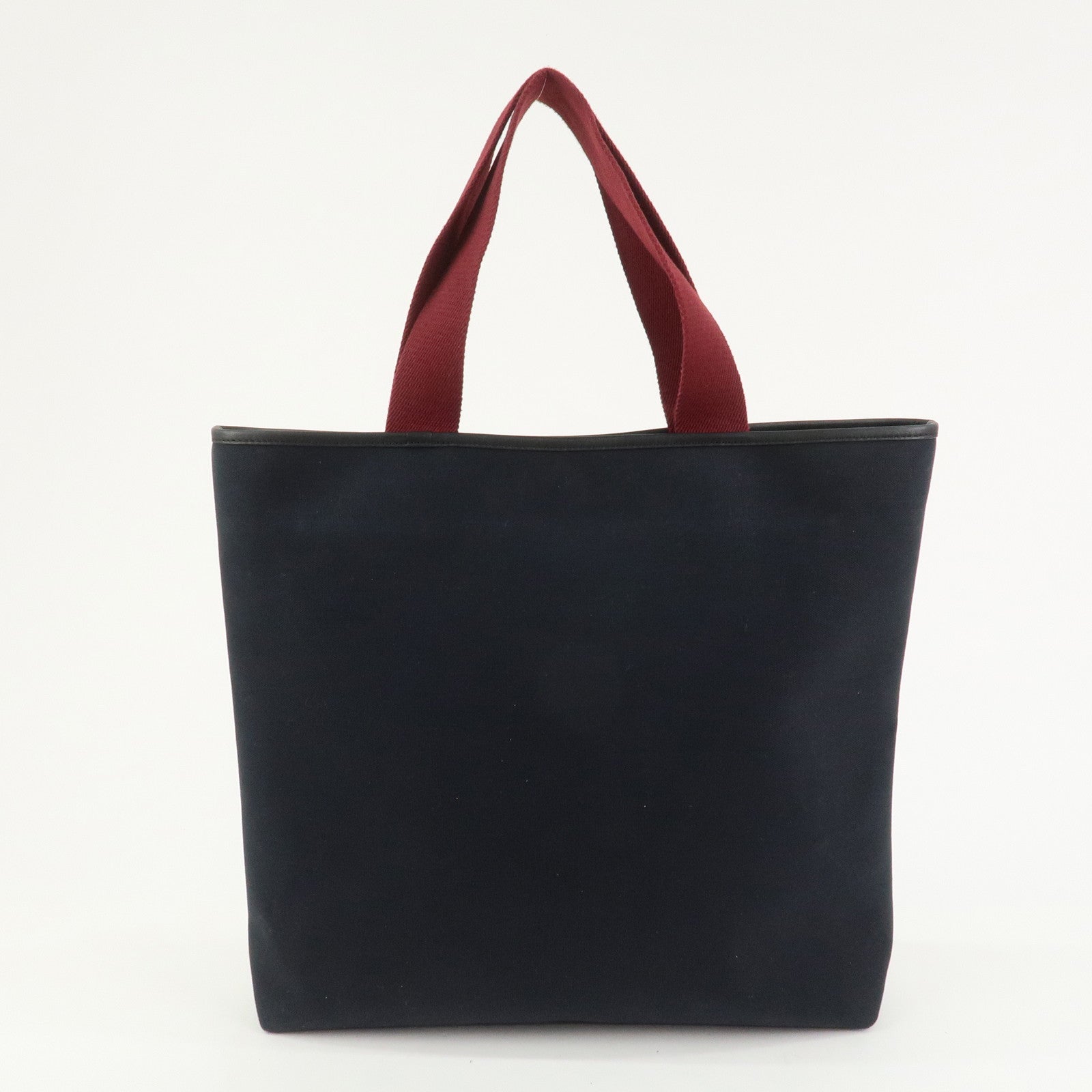 LOEWE Heritage Canvas Leather Tote Bag Hand Bag Black Bordeaux