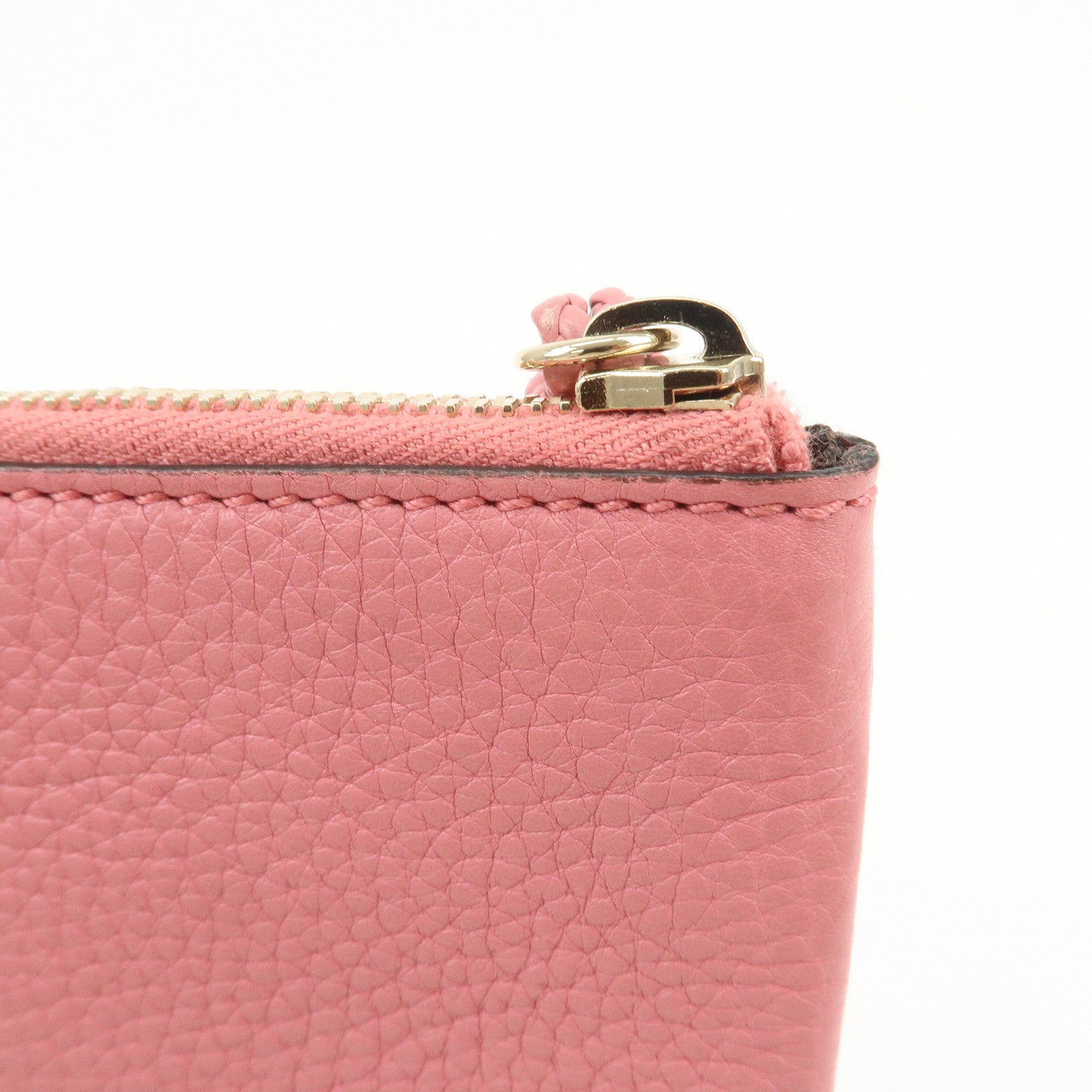 GUCCI Bamboo Leather Hand Bag Clutch Bag Pouch Pink