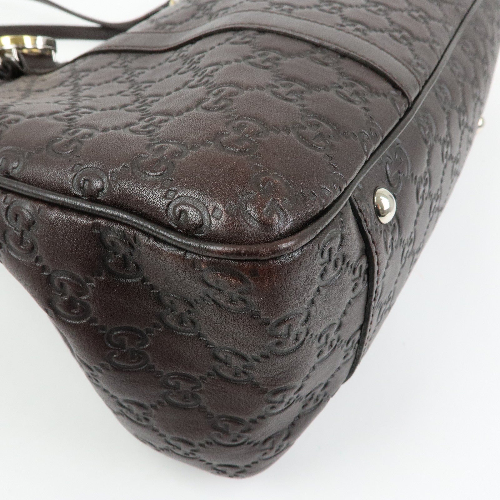 GUCCI GG Twins Guccissima Leather Tote Bag Dark Brown 232956