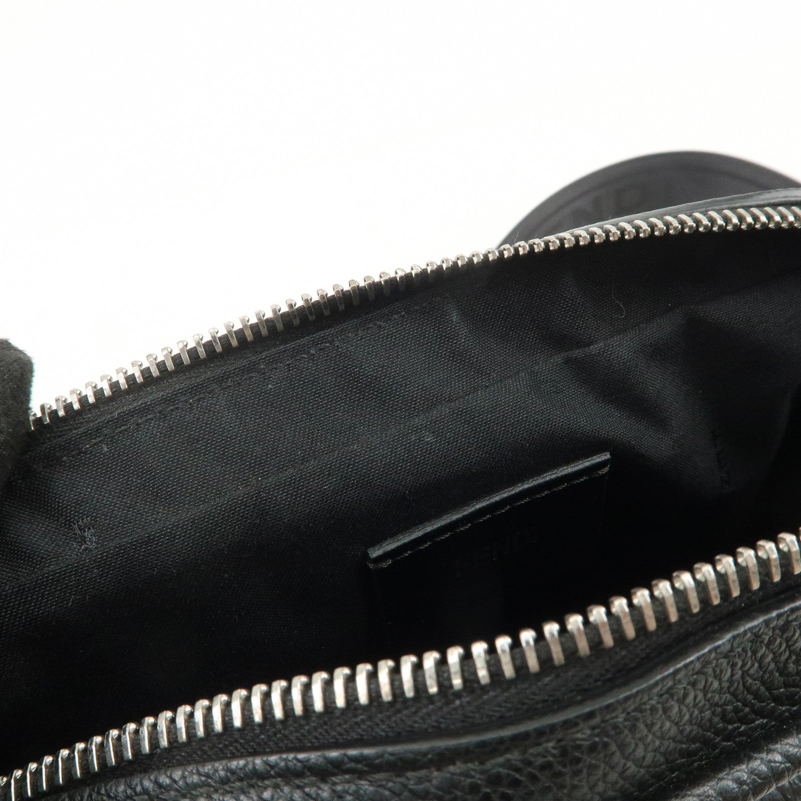 FENDI Logo Leather Camera Case Shoulder Bag Black 7M0286