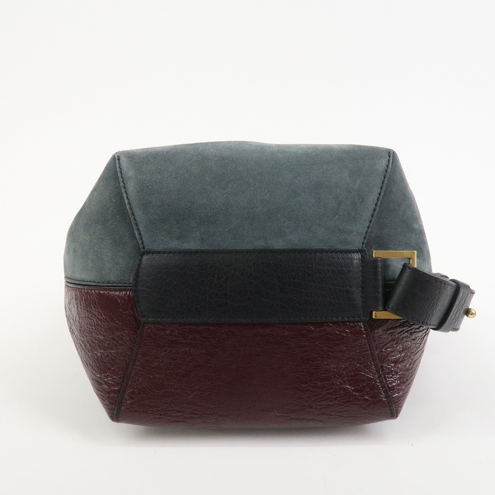 GIVENCHY Suede Leather Hand Bag Shoulder Bag Gray Bordeaux Black