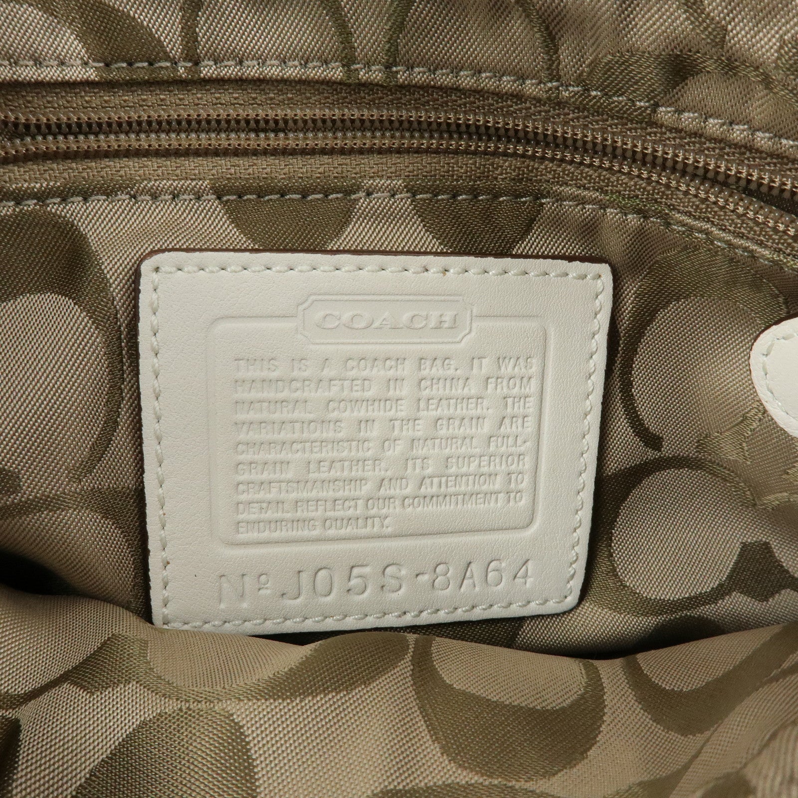 COACH Leather Hand Bag Shoulder Bag Pouch Charm White
