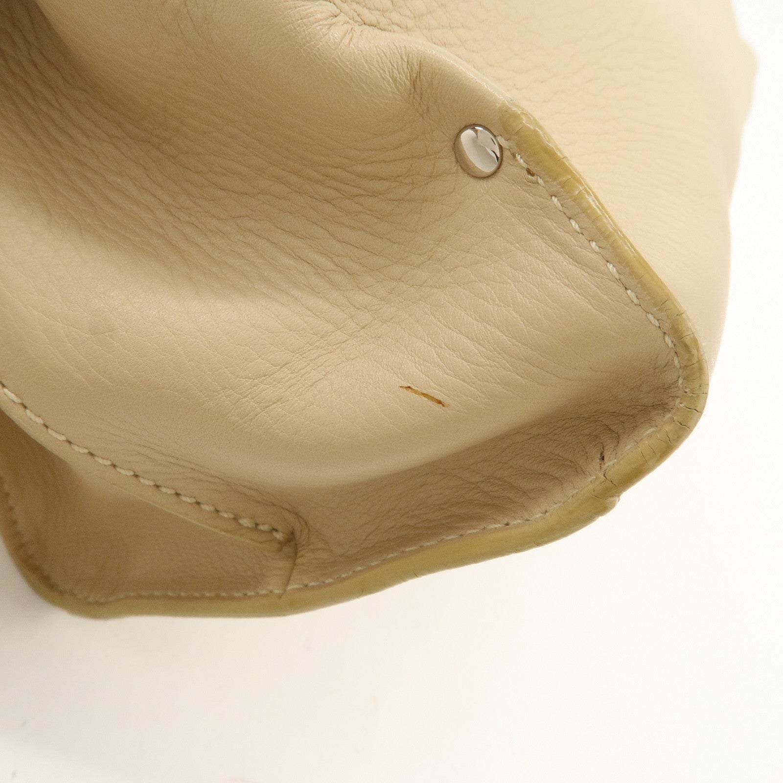 Ferragamo Gancini Logo Leather Shoulder Bag Hand Bag Beige