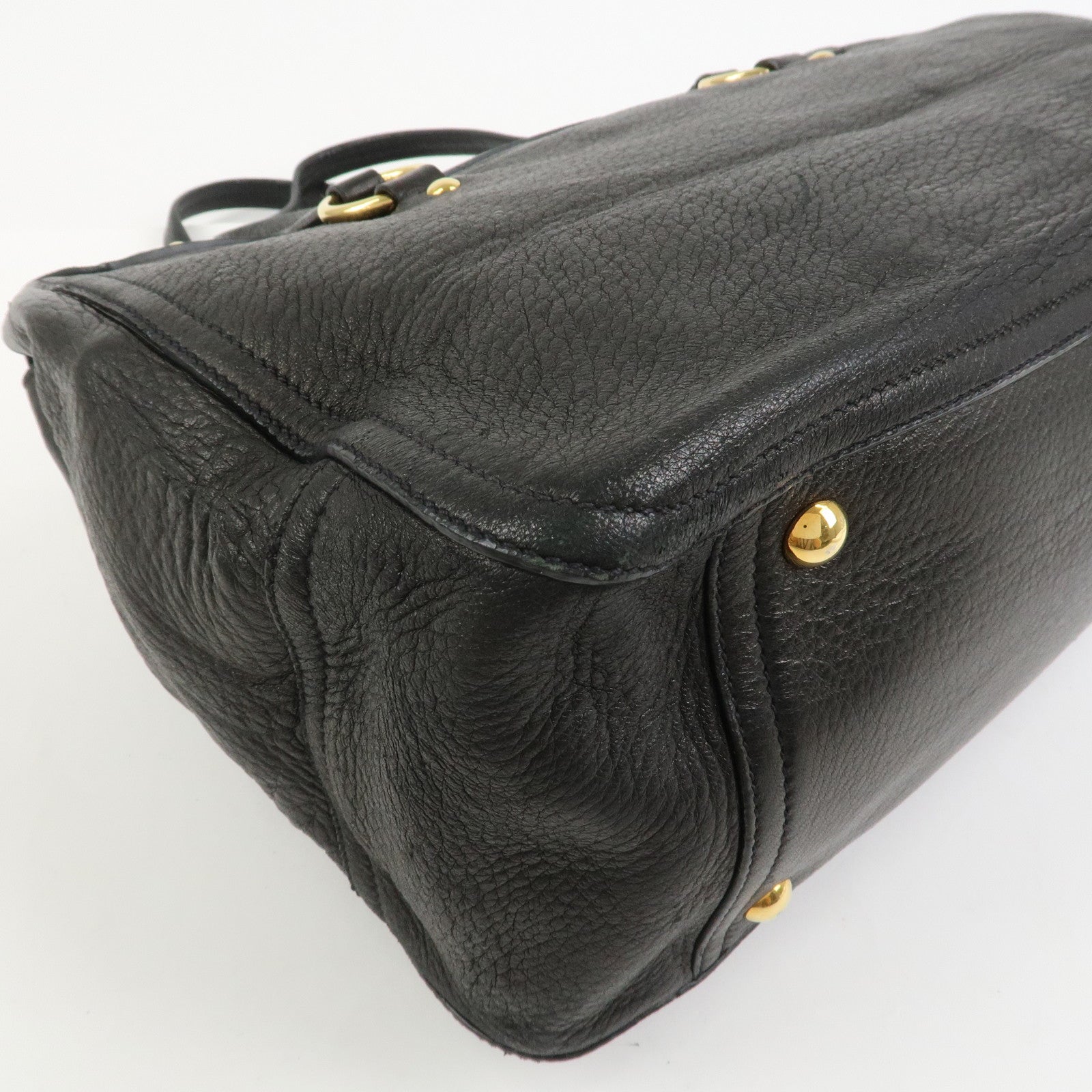 MIU MIU Leather Tote Bag Shoulder Bag Black