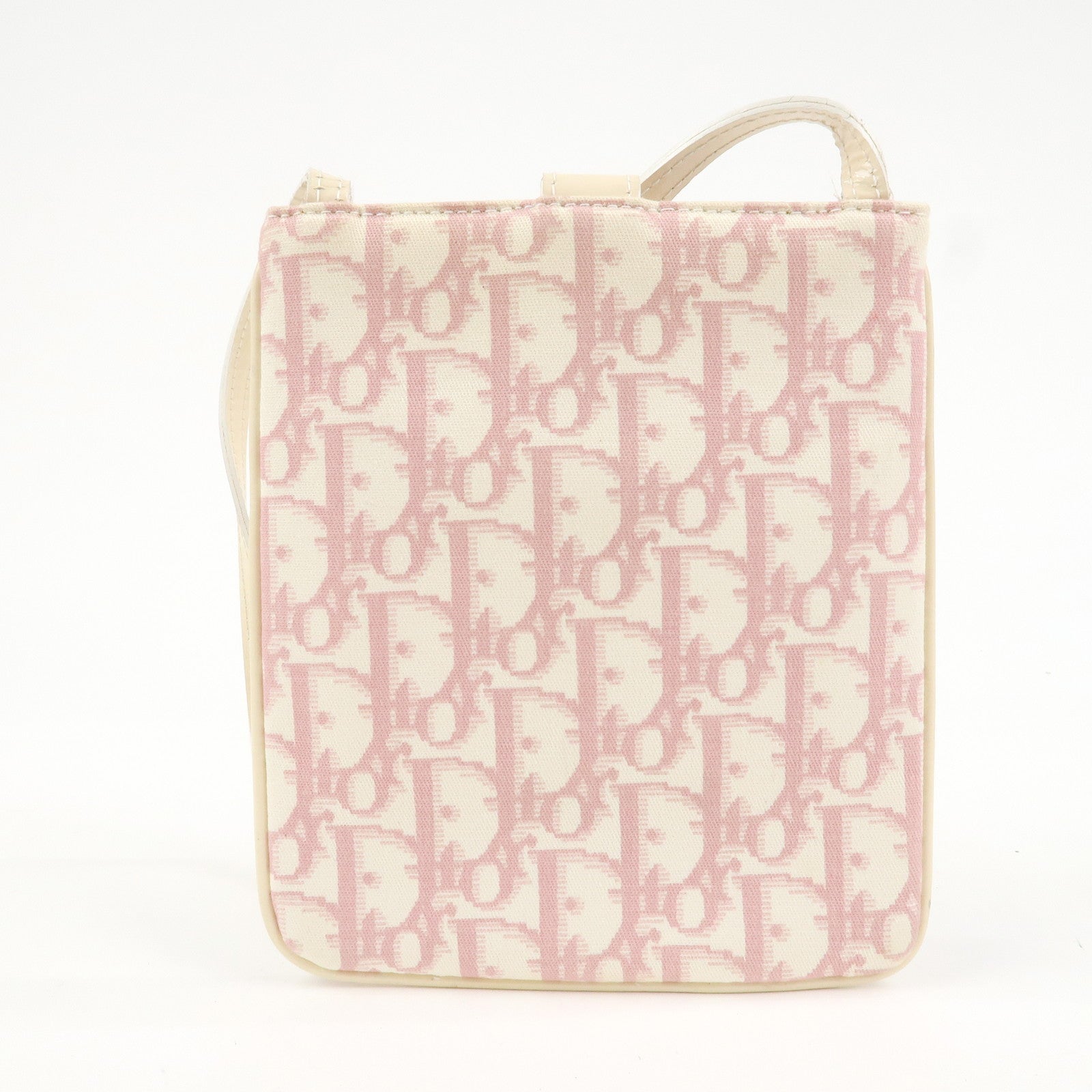 Christian Dior Trotter Girly Canvas PVC Shoulder Bag Pink Ivory