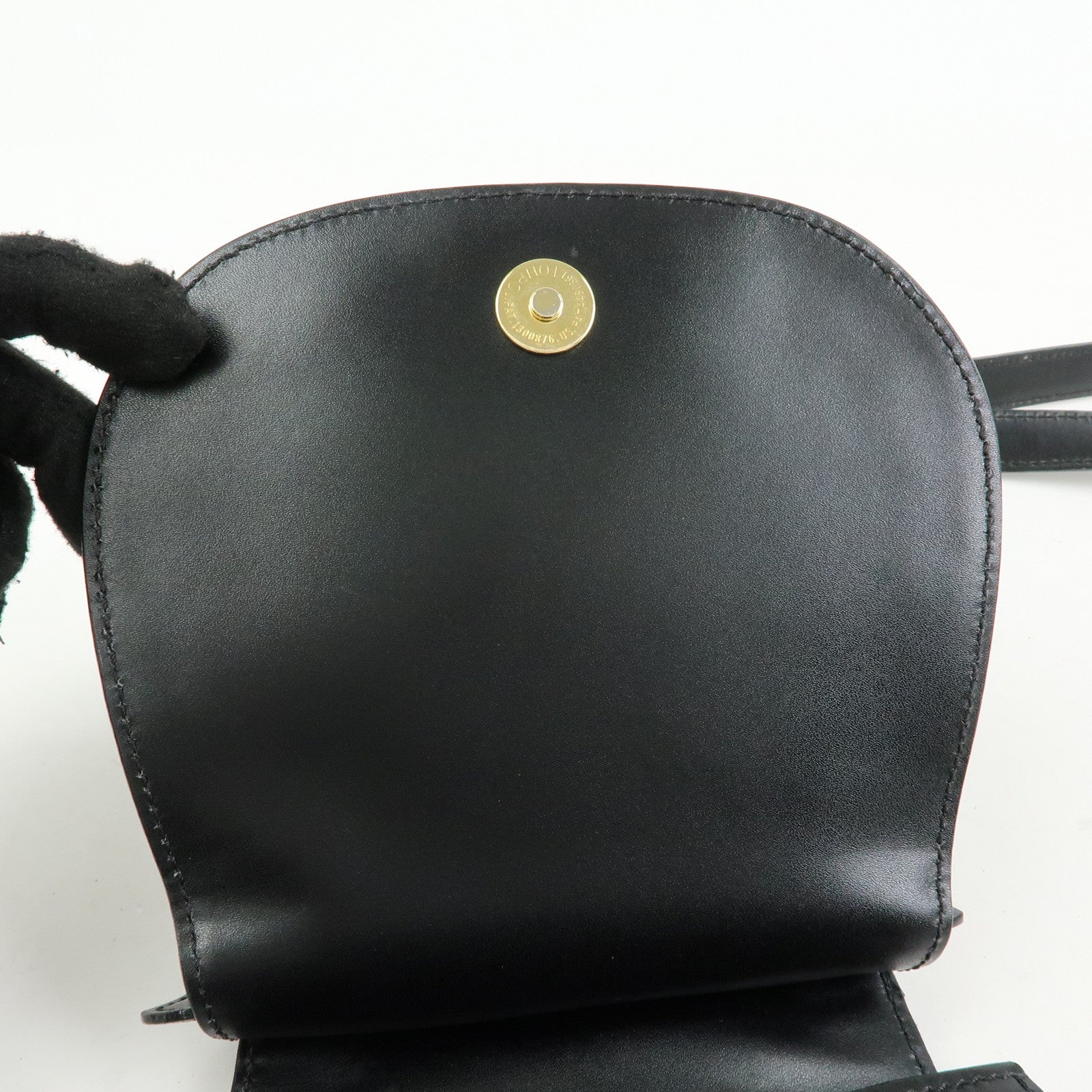 CELINE Leather Shoulder Bag Crossbody Bag Black