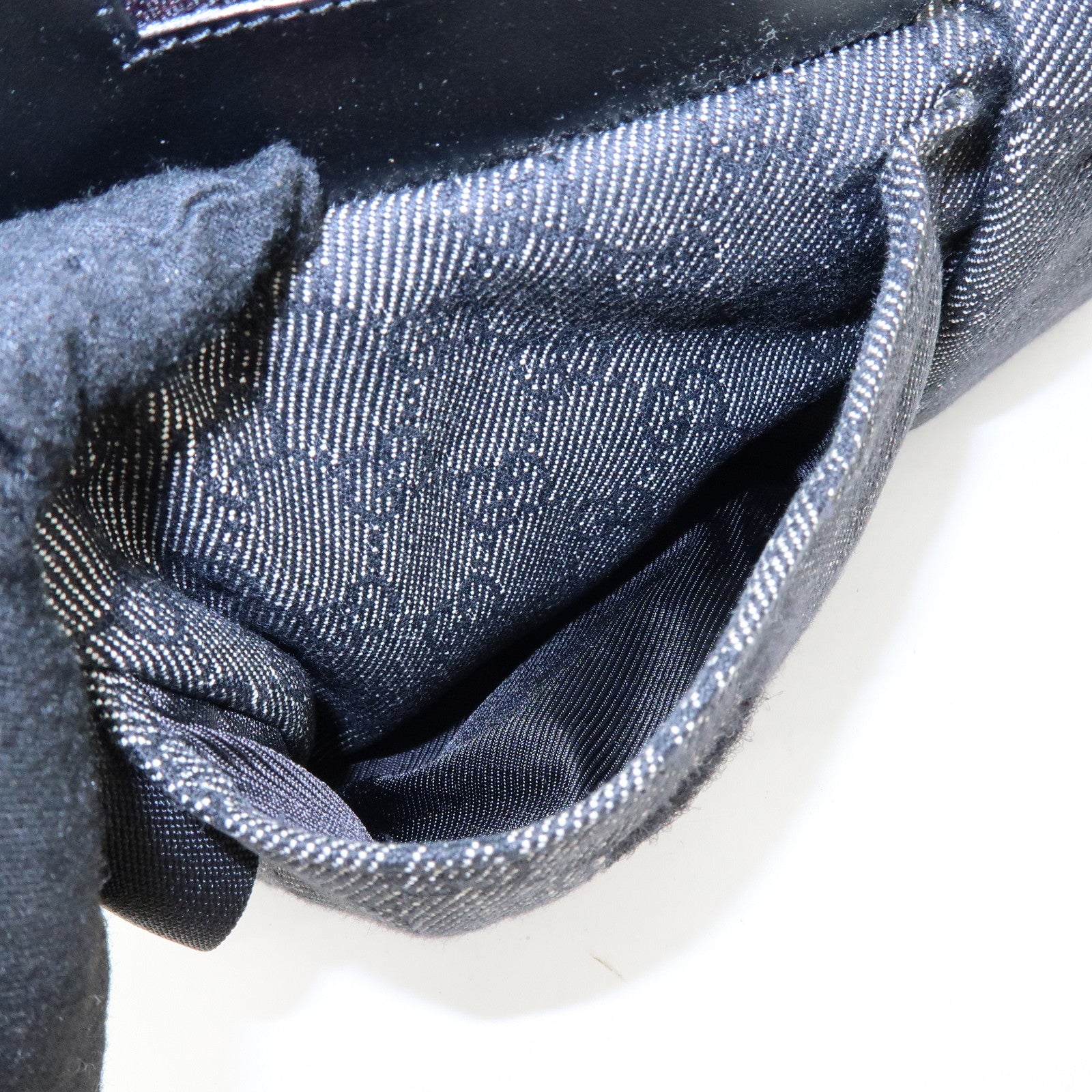 GUCCI GG Denim Leather Waist Bag Crossbody Bag Black 28566