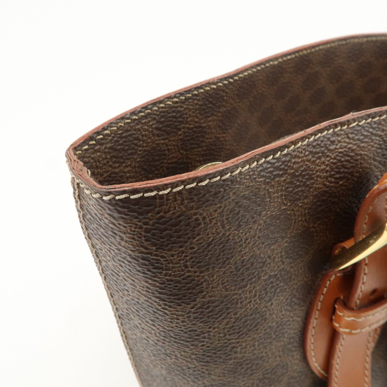 CELINE Macadam PVC Leather Tote Bag Shoulder Bag Brown