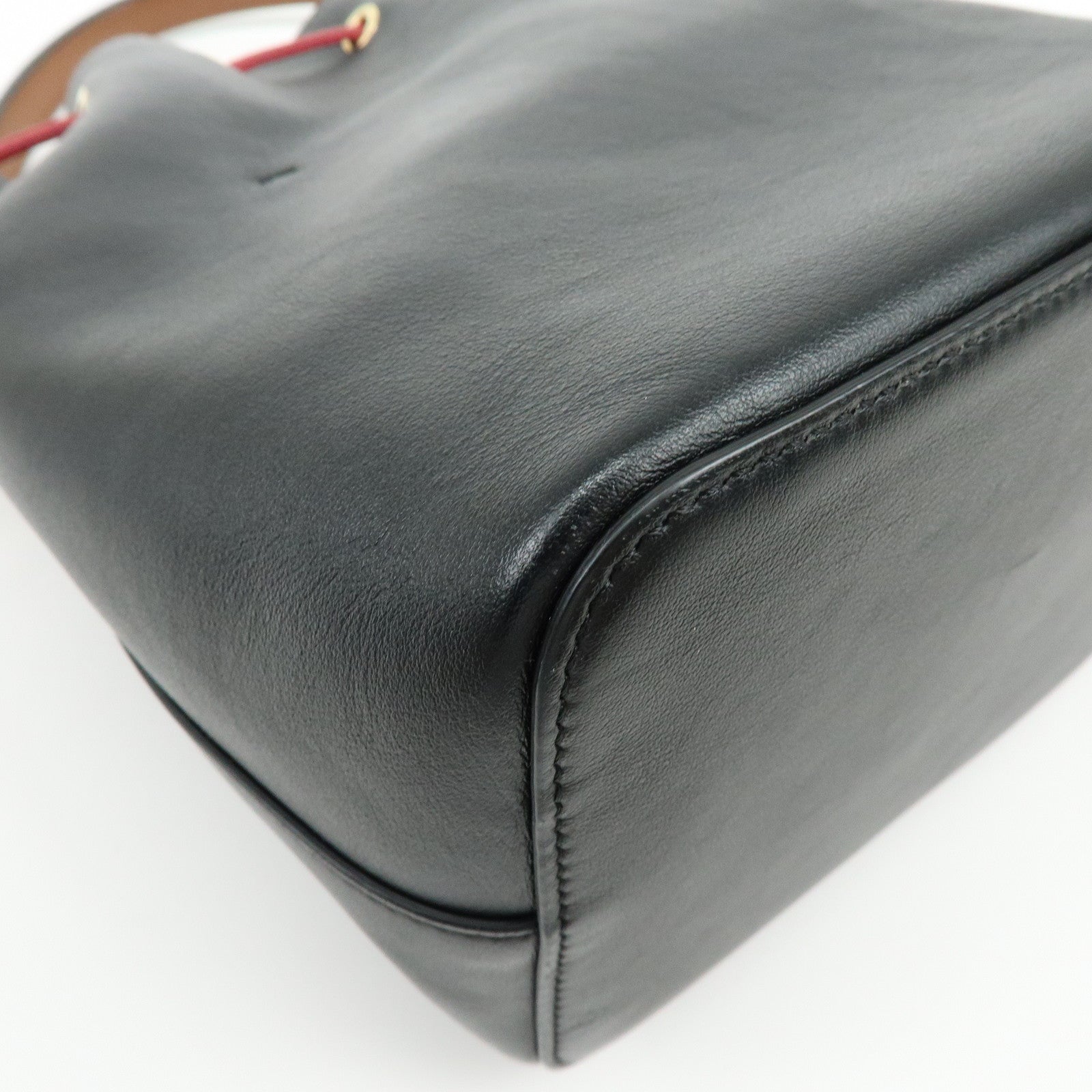 FENDI Mon Tresor Leather 2Way Bag Hand Bag Shoulder Bag Black Red