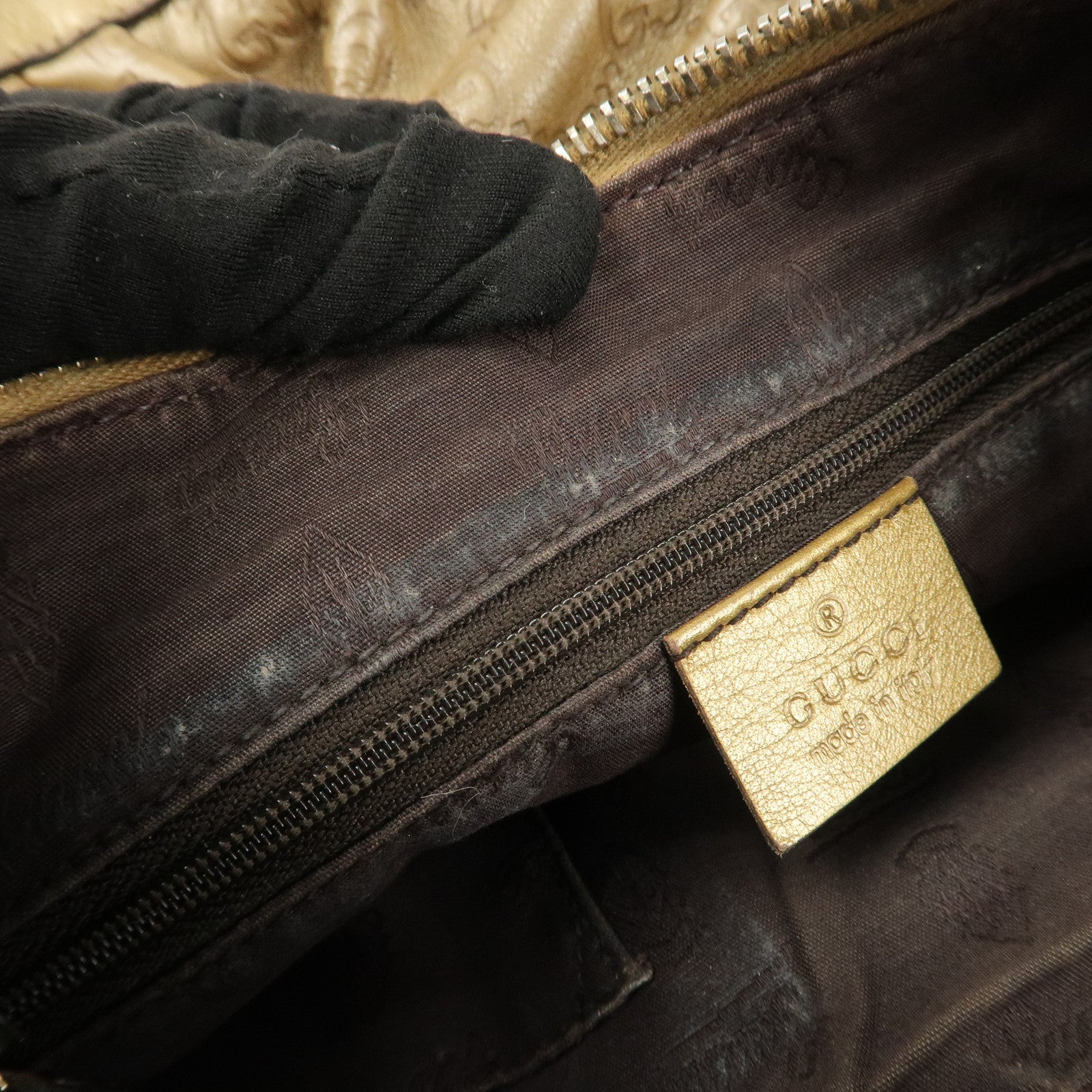 GUCCI Abbey Guccissima Leather Shoulder Bag Hand Bag Gold 190525 Used