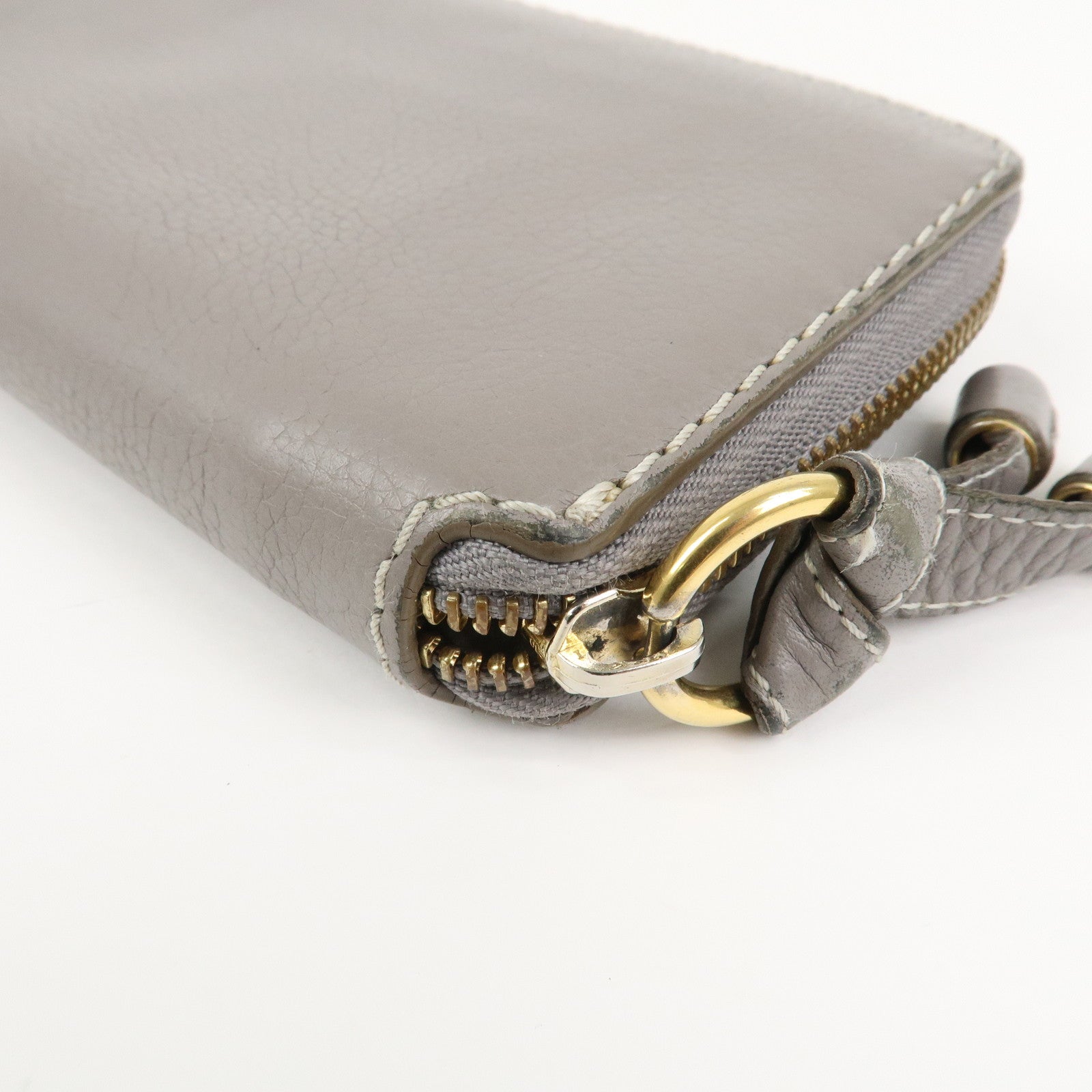 Chloe Marcie Leather Round Zippy Long Wallet Gray