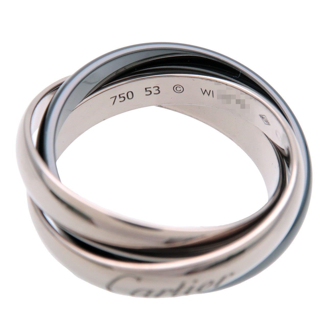 Cartier Trinity Ring Black Ceramic K18 White Gold #53 US6.5 EU53
