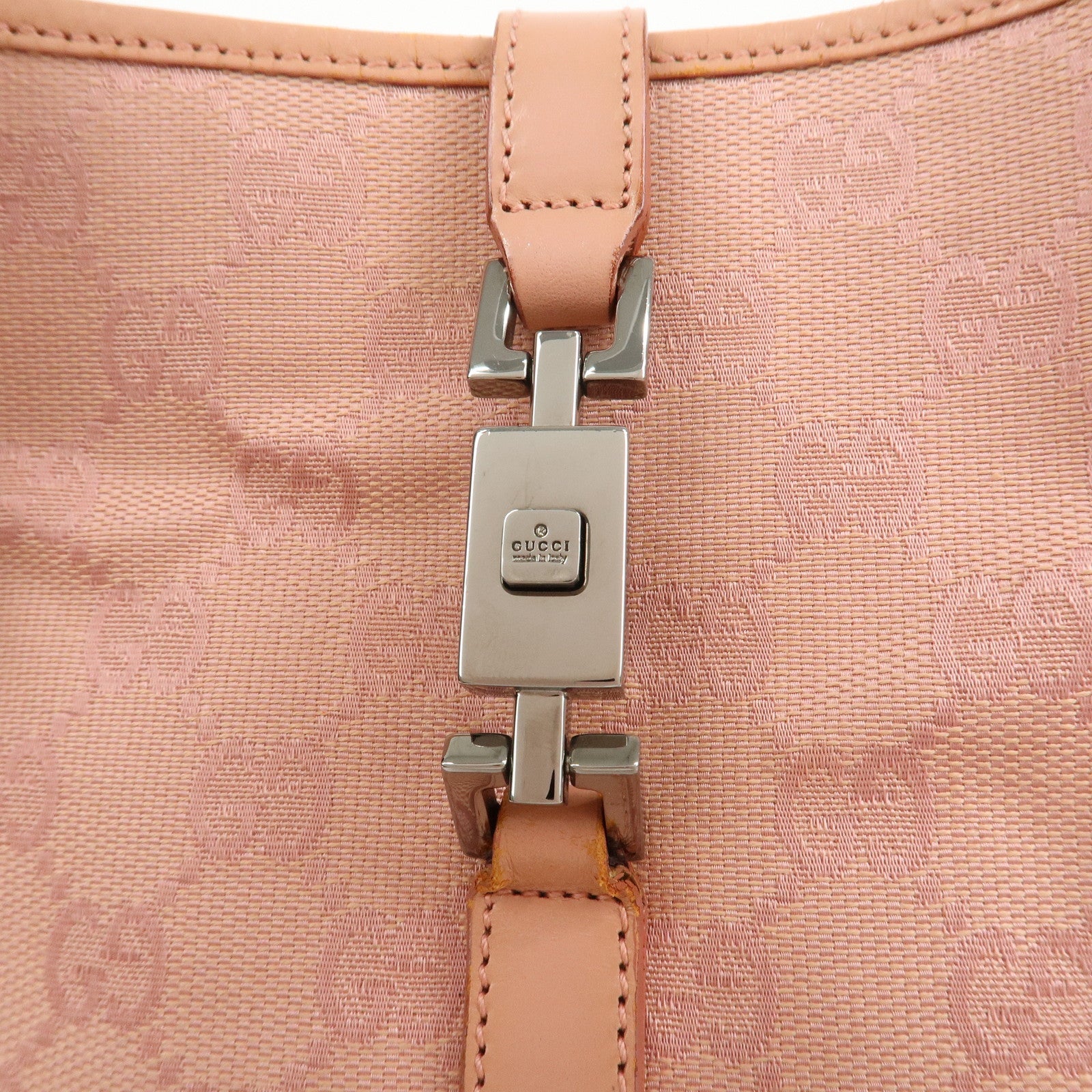 GUCCI Jackie Canvas Leather Shoulder Hand Bag Pink 001.3735