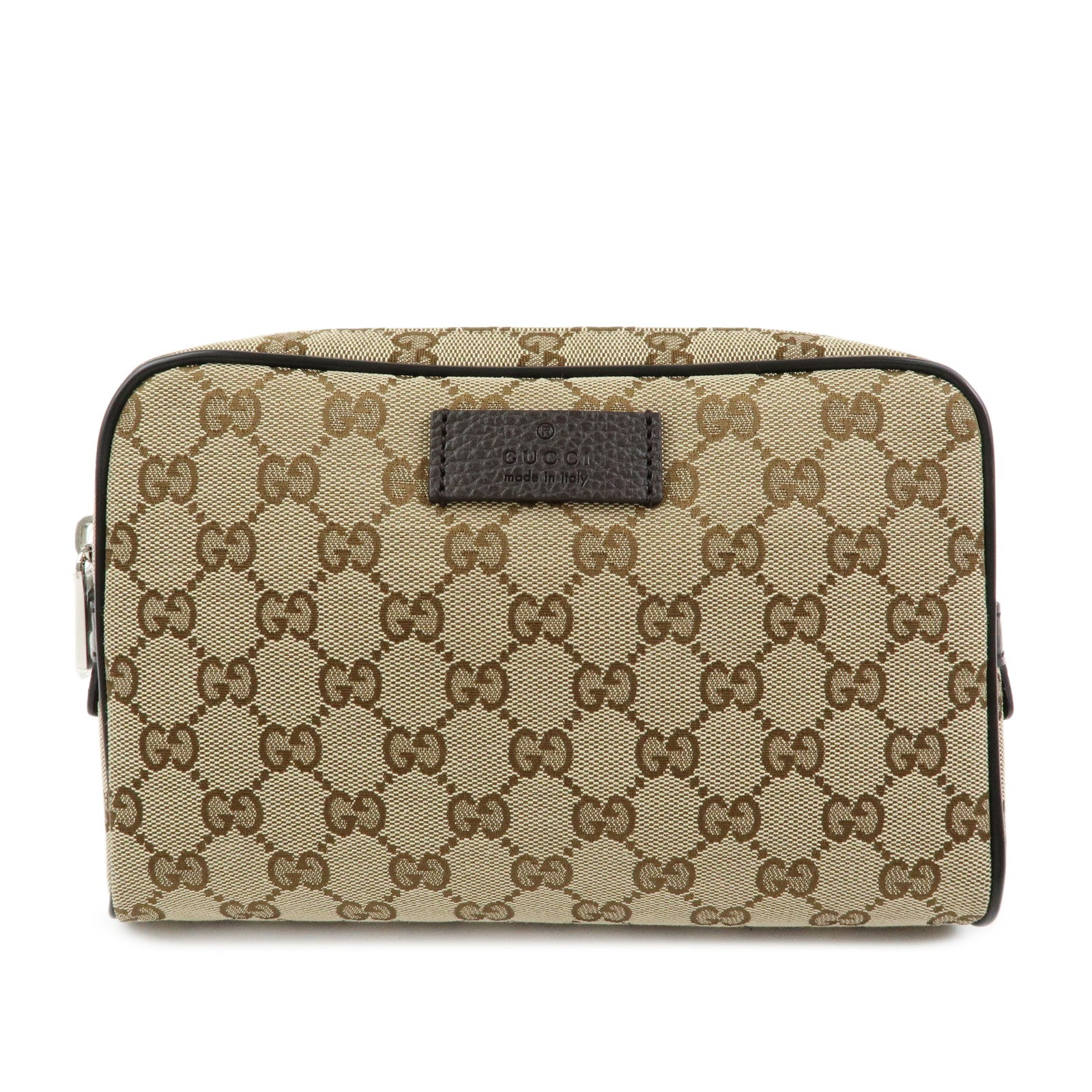 GUCCI GG Canvas Leahter Waist Pouch Body Bag Beige Brown 449174