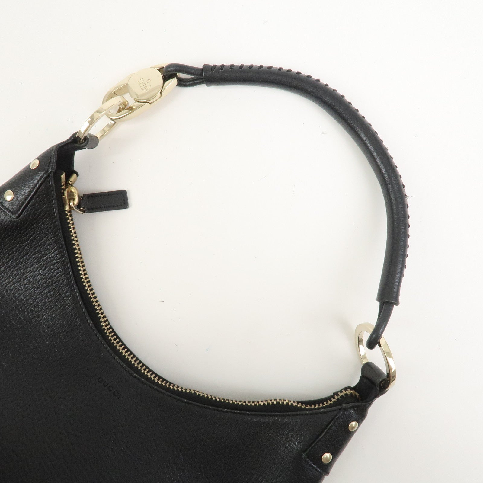 GUCCI Leather Shoulder Bag Hand Bag Black 115003