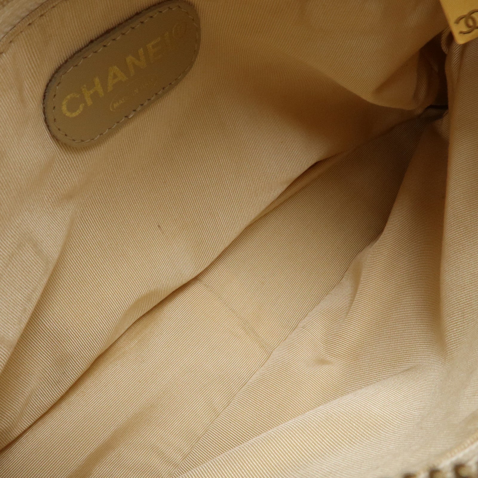 CHANEL COCO Mark Caviarskin Hand Bag Ivory Brown