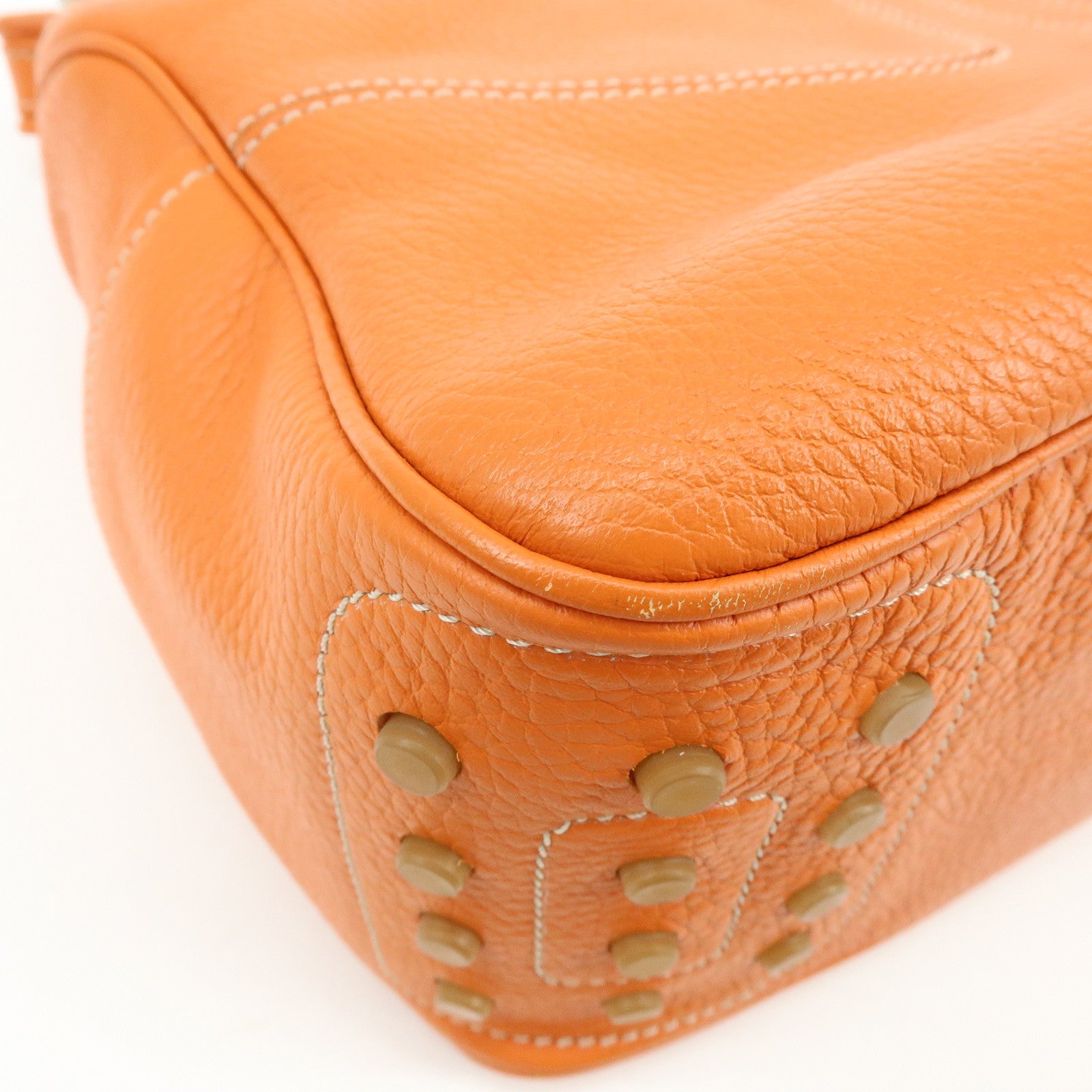 TOD'S Miky Leather Shoulder Bag Hand Bag Orange