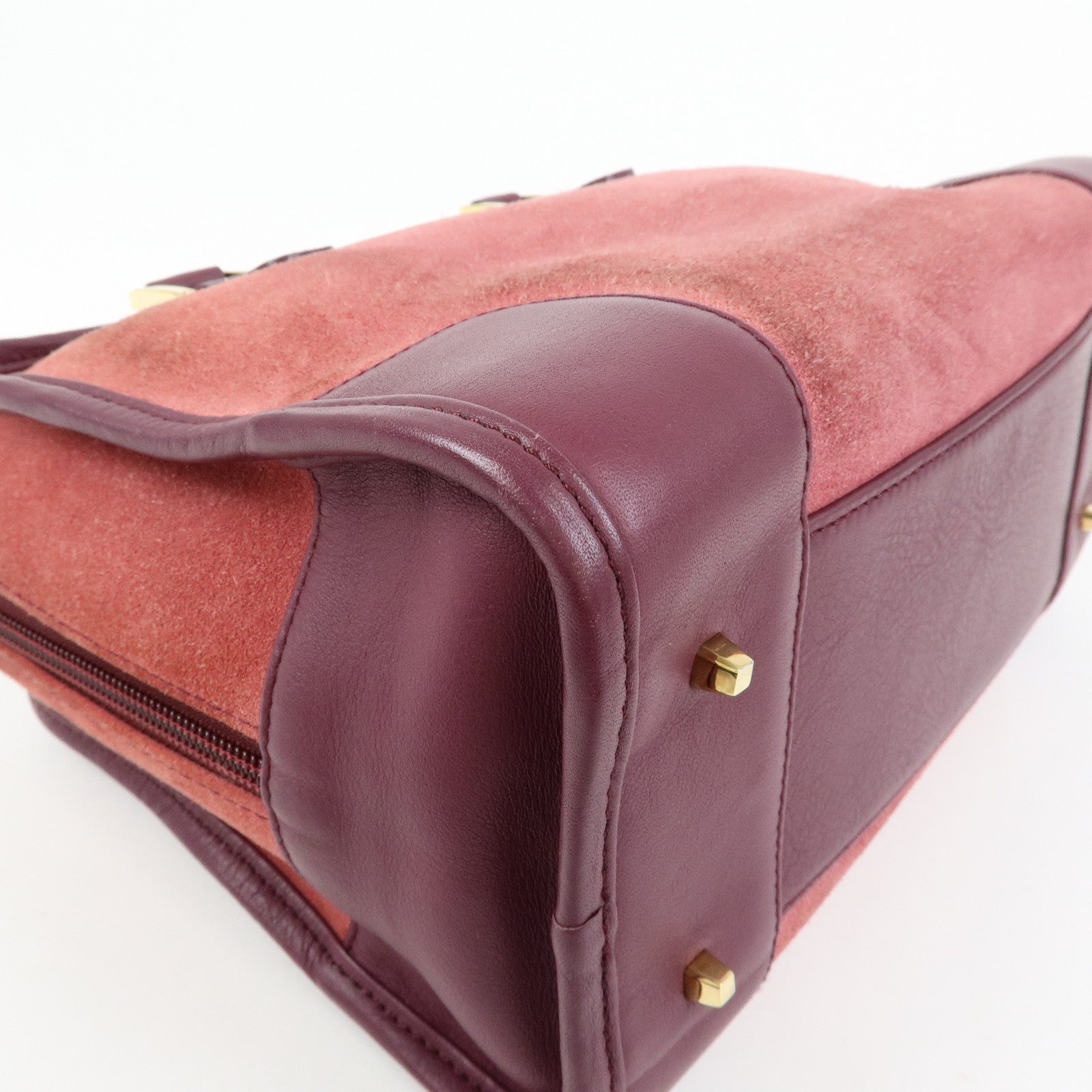 LOEWE Anagram Amazona 28 Suede Leather Hand Bag Red Bordeaux