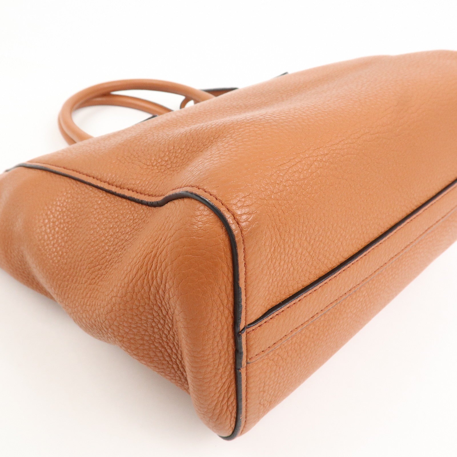 PRADA Logo Leather 2Way Bag Hand Bag Shoulder Bag Brown 1BA205