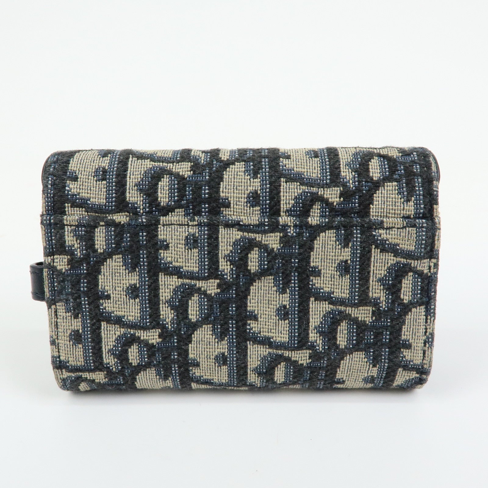 Christian Dior Saddle Oblique Jacquard Canvas Key Case Navy
