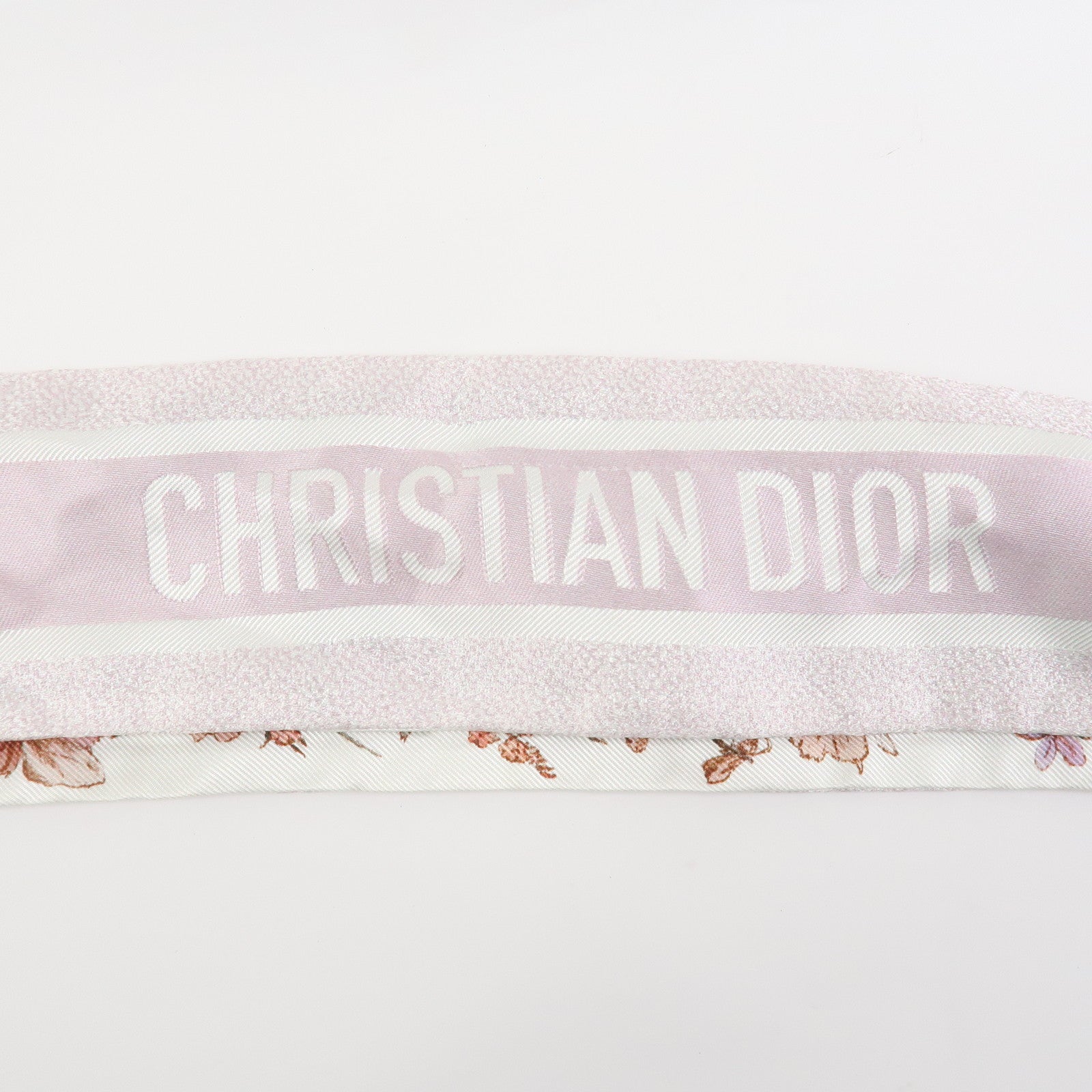 Christian Dior Mitzah Silk 100% Scarf Botanical Ivory Pink