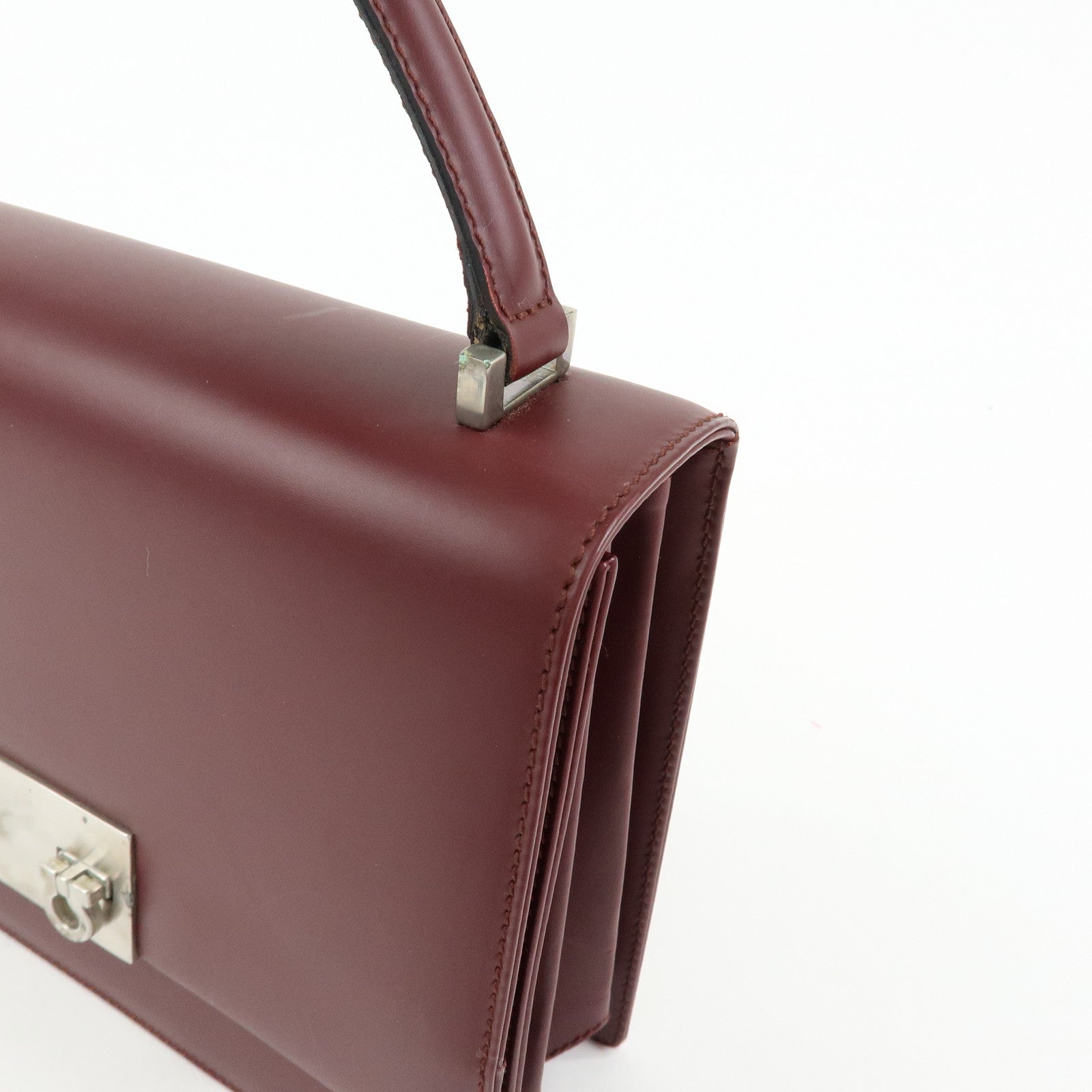 Ferragamo Gancini Leather 2Way Bag Hand Bag Shoulder Bag Bordeaux