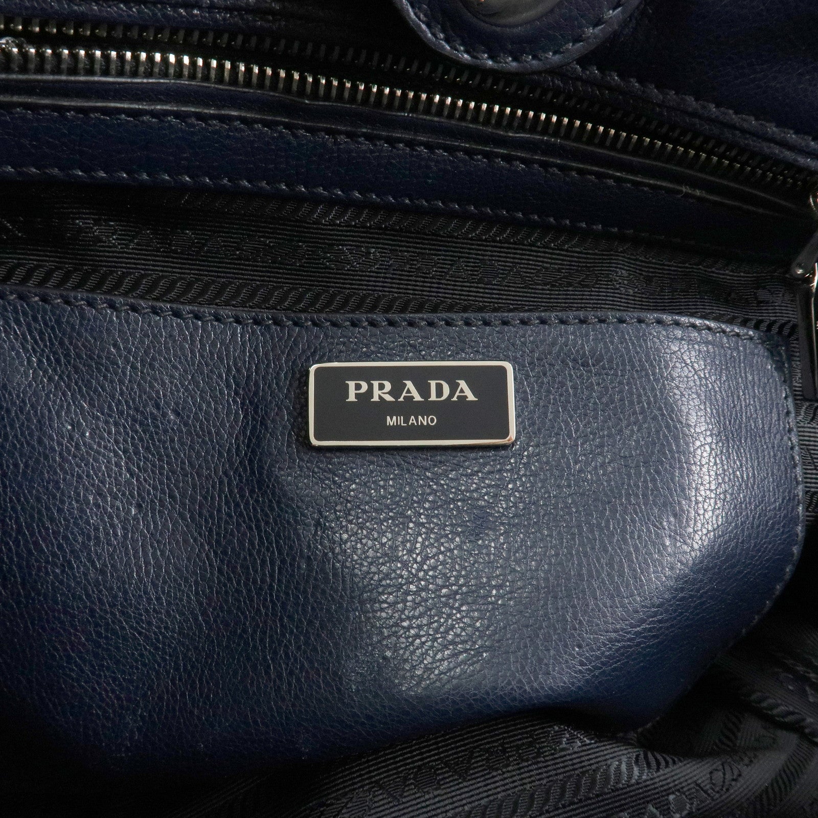 PRADA Triangle Logo 2 Way Bag Tote Bag Shoulder Bag Navy B2625M