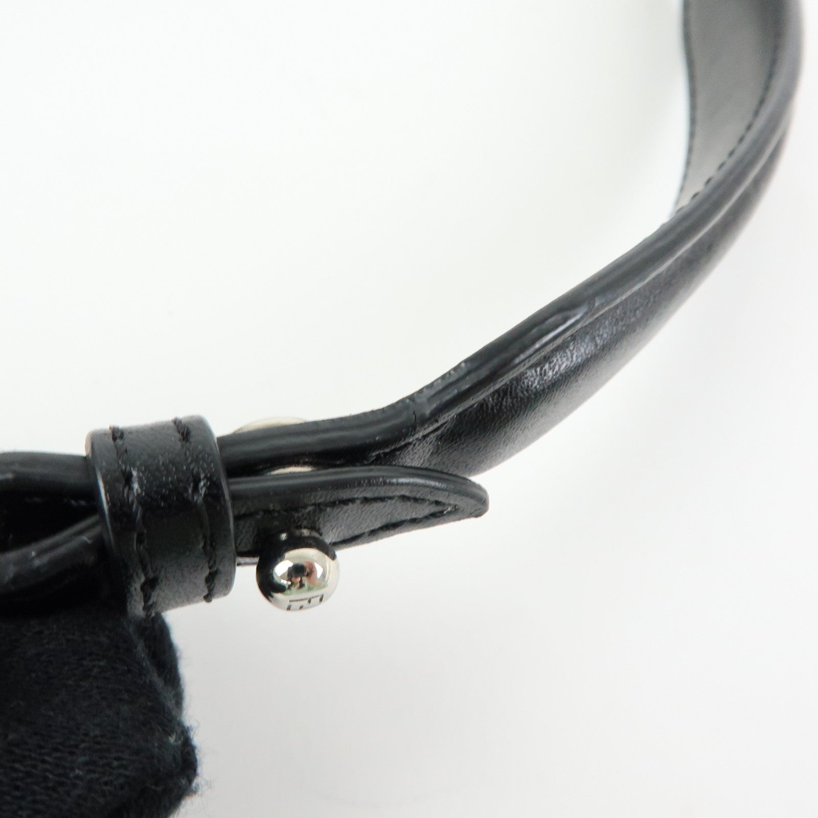 FENDI Kan I Mini Leather Chain Shoulder Crossbody Bag Black 8M0381