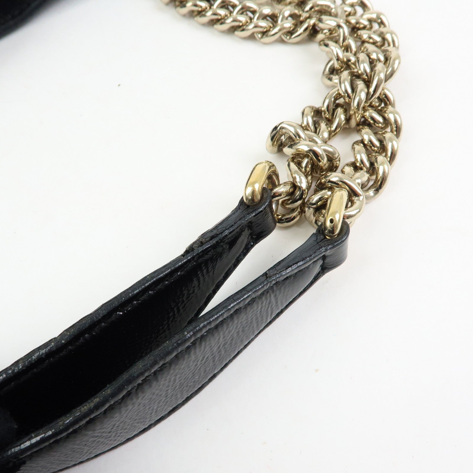 GUCCI SOHO Interlocking G Patent Leather Chain Shoulder Bag 308982