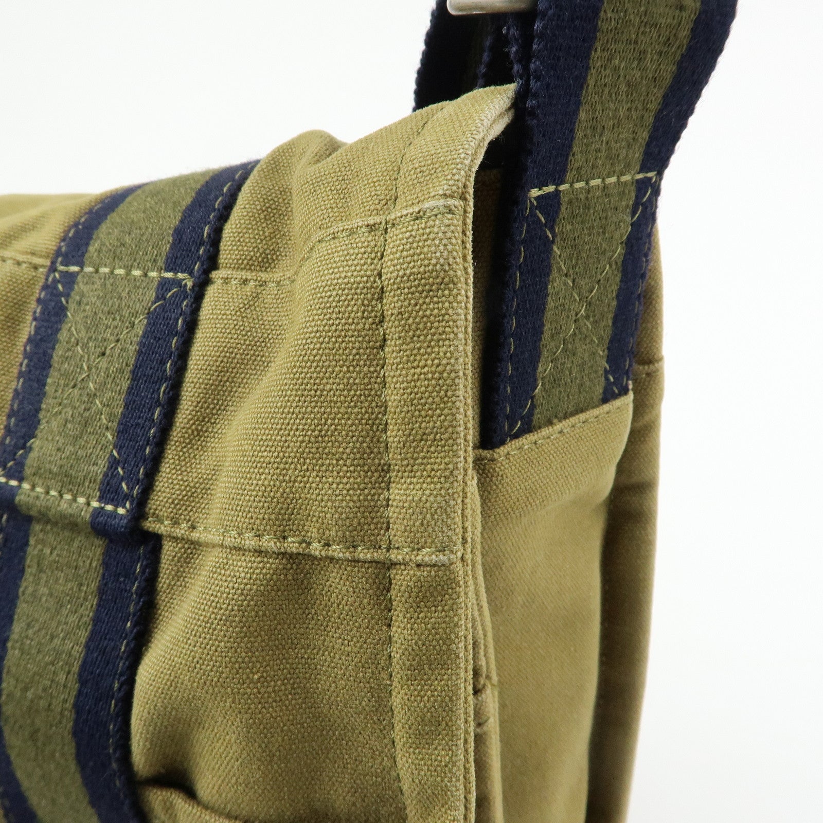 HERMES Fourre Tout Bassas MM Cotton Shoulder Bag Khaki