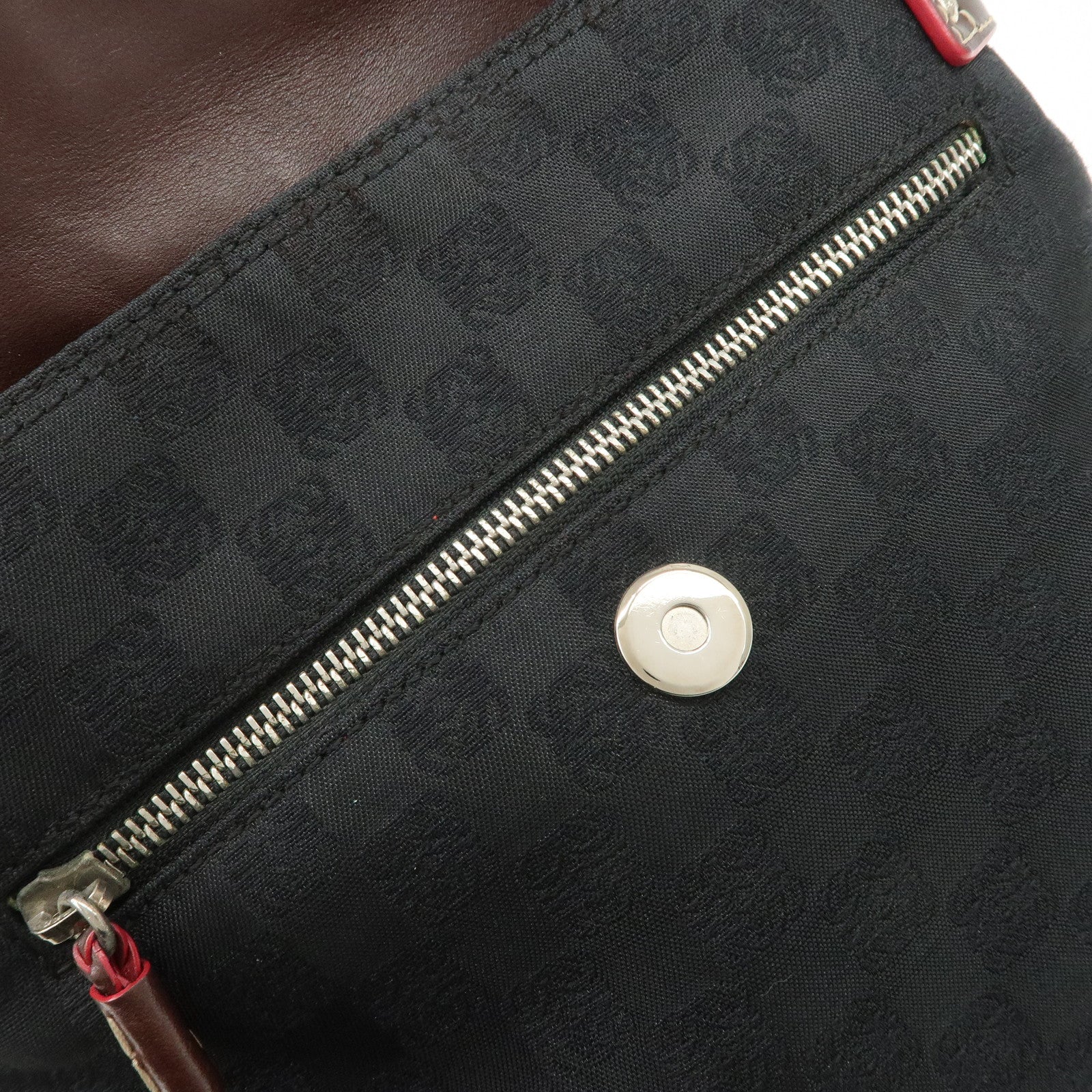 LOEWE Anagram Leather Canvas Chain Shoulder Bag Black Brown