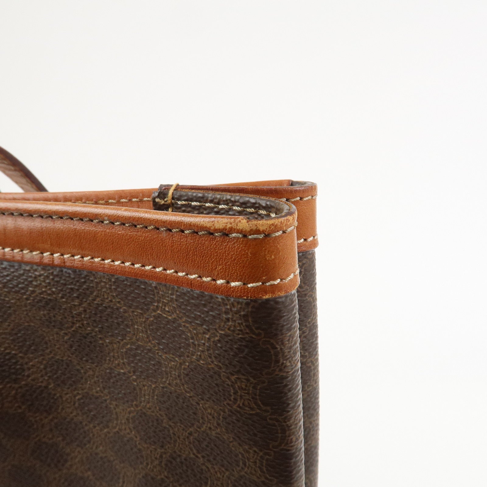 CELINE Macadam PVC Canvas Leather Tote Bag Shoulder Bag Brown