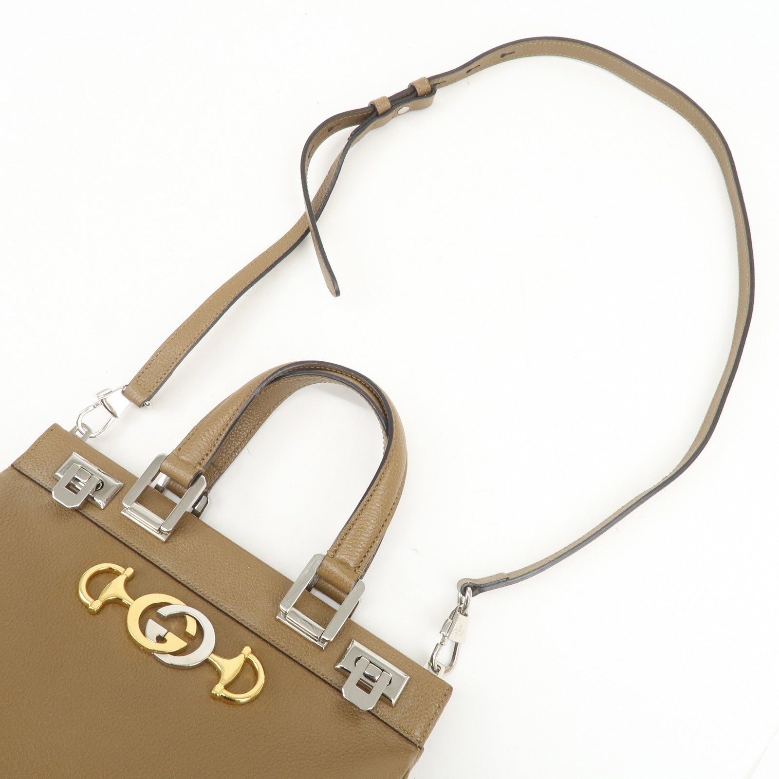 GUCCI Zumi Leather 2Way Bag Hand Bag Shoulder Bag Brown 569712