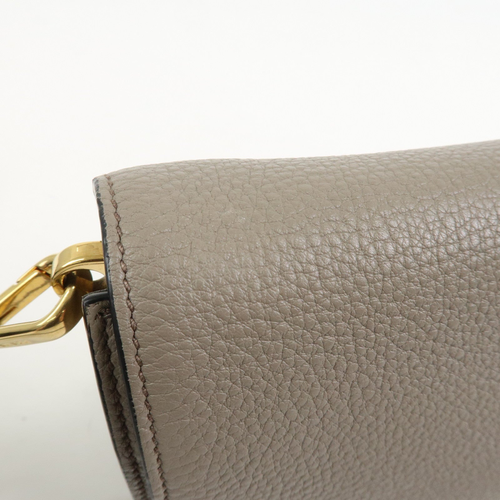 PRADA Leather Shoulder Bag Crossbody Bag Gray 1BH031